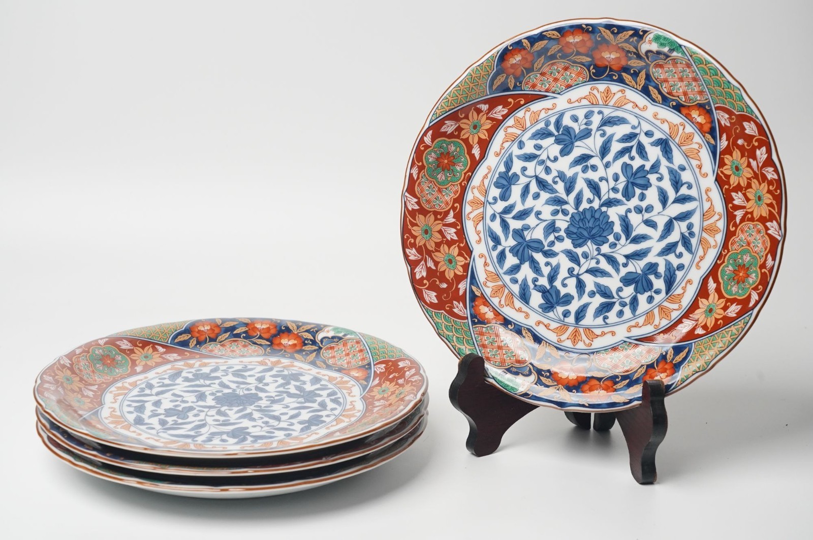 Japanese Sanyo Pottery Rinsai Imari Style 10 3/8″ Dinner Plate 1-Piece
