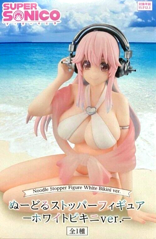 Super Sonico Noodle Stopper Figure White Bikini Ver. Japan