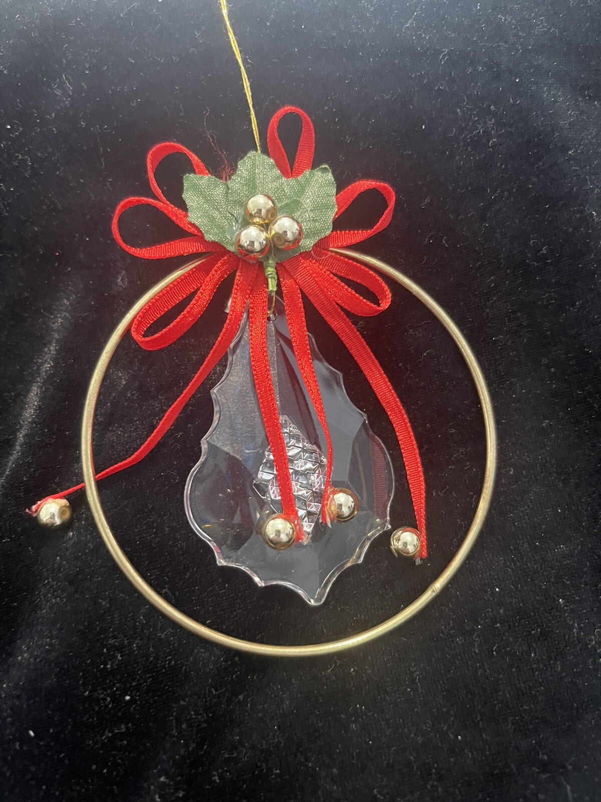 Clear Lucite Ornament In Gold Metal Ring. Whimsical