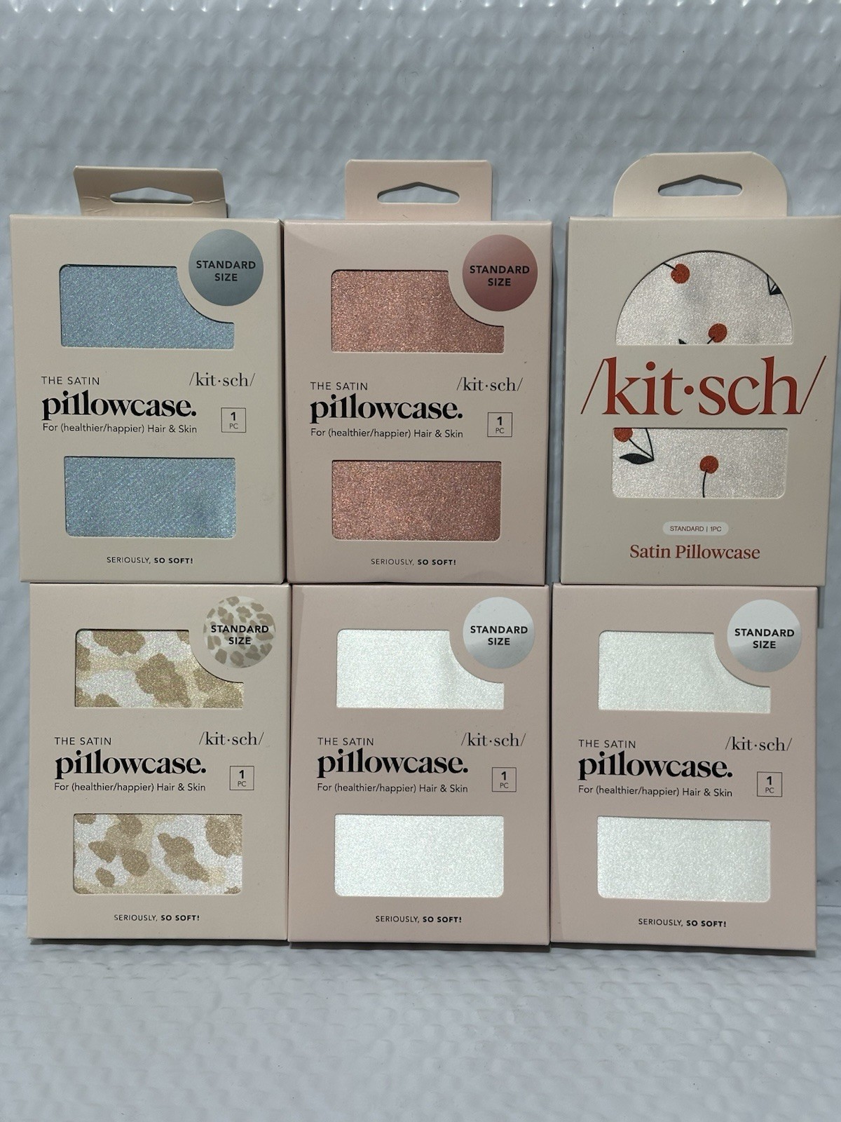 Kitsch Satin Pillowcase Ivory Kitsch Pillowcase Standard Size 6 Pack – New