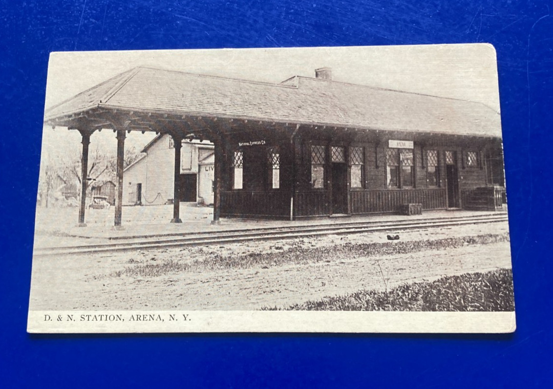 Arena NY Postcard D&N Train Depot Station Sepia Now Under Water Pepacton Reservo