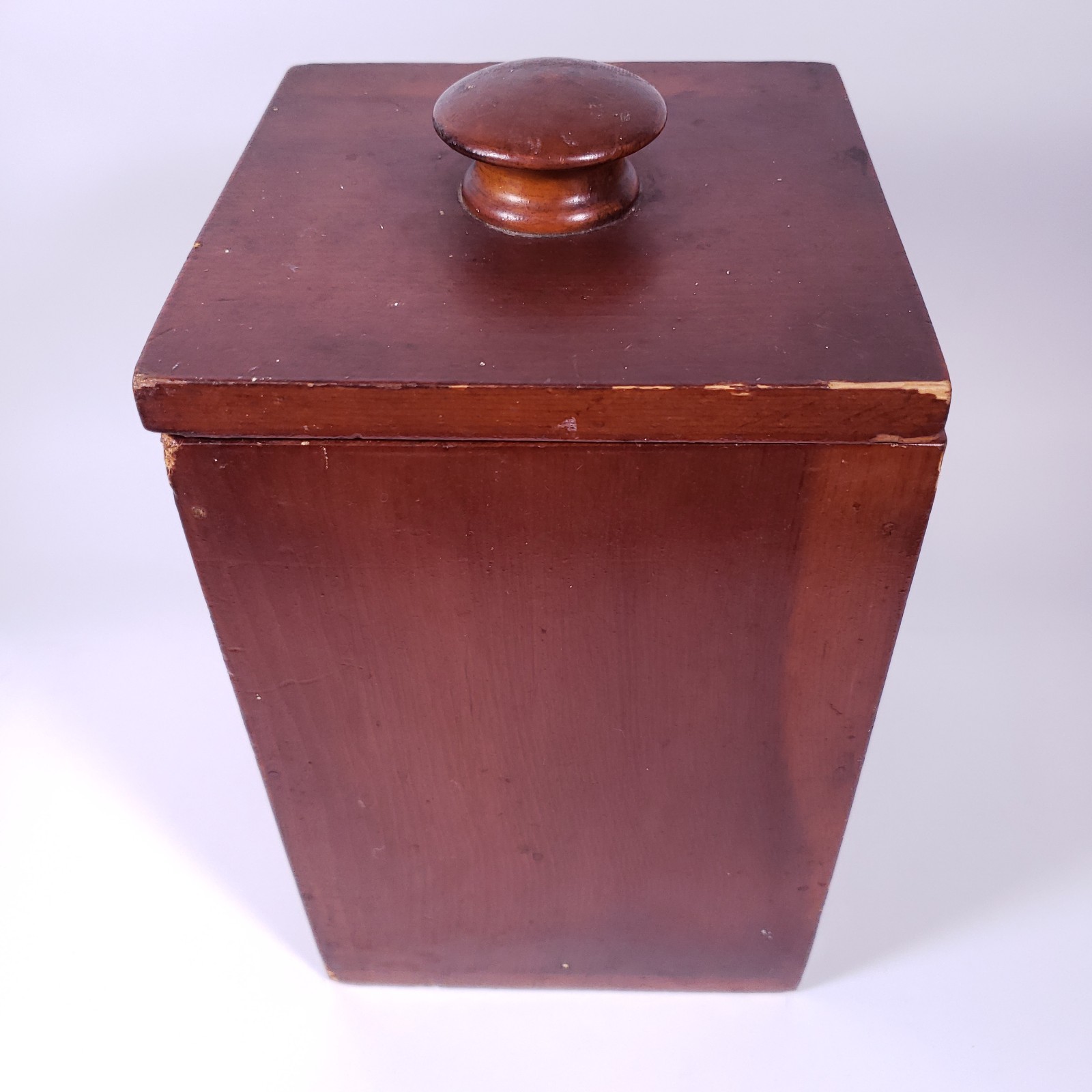 Primitive Farmhouse Hand Crafted Solid Wood Square Canister With Drawer SET