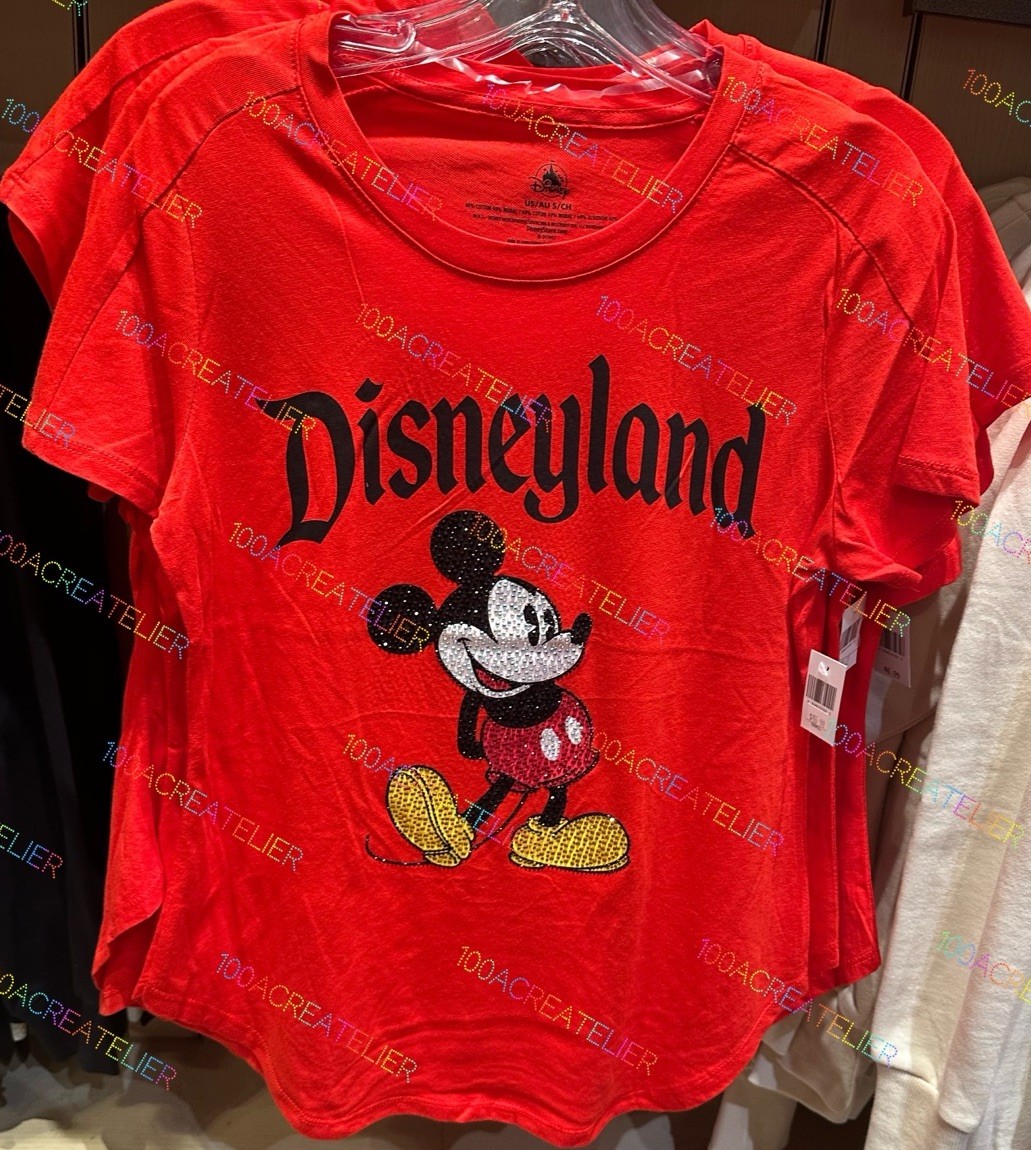 Disneyland Mickey Mouse Rhinestone Bling Red Shirt New 2026 *All Sizes*