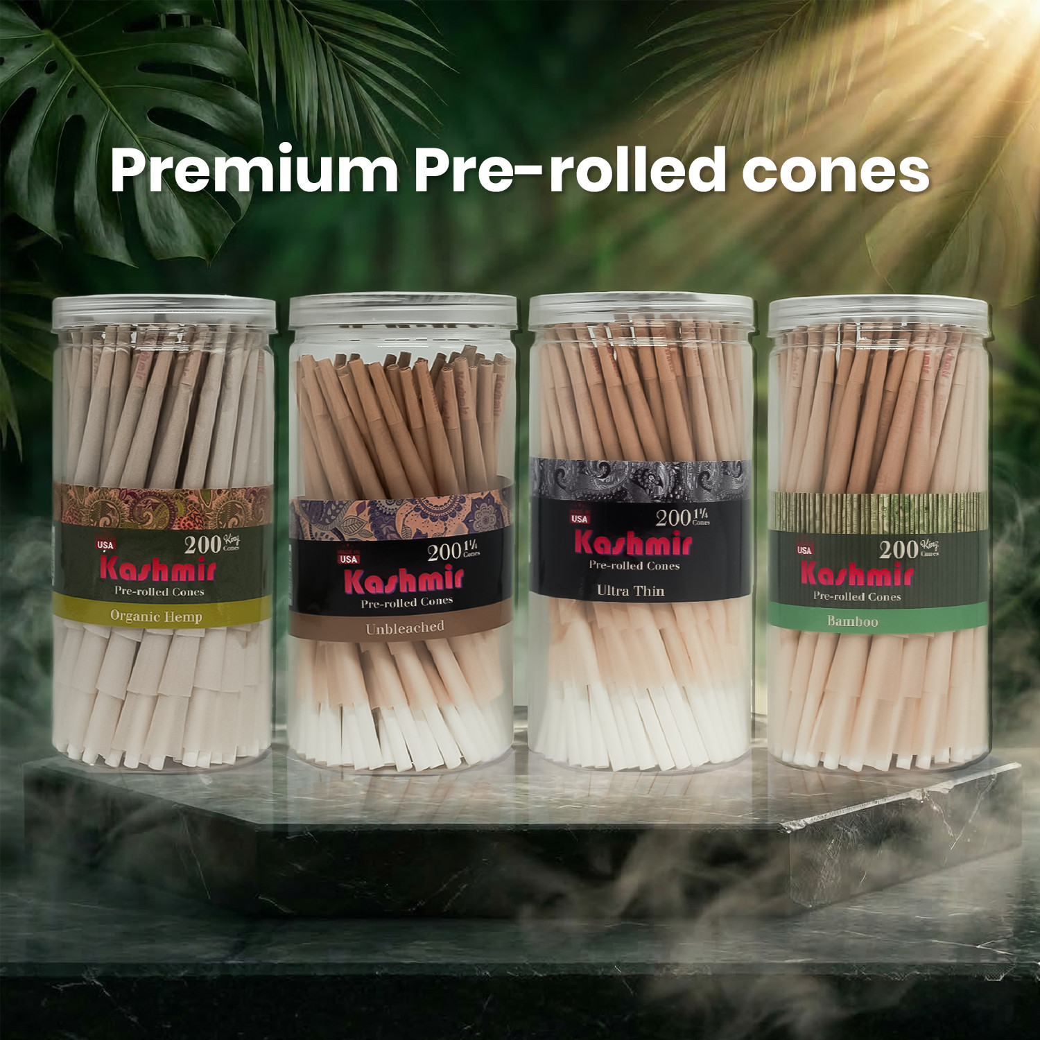 Kashmir Pre Rolled Cones Pink Rolling Papers 1 1/4 Natural Gum & Smooth 100 Ct