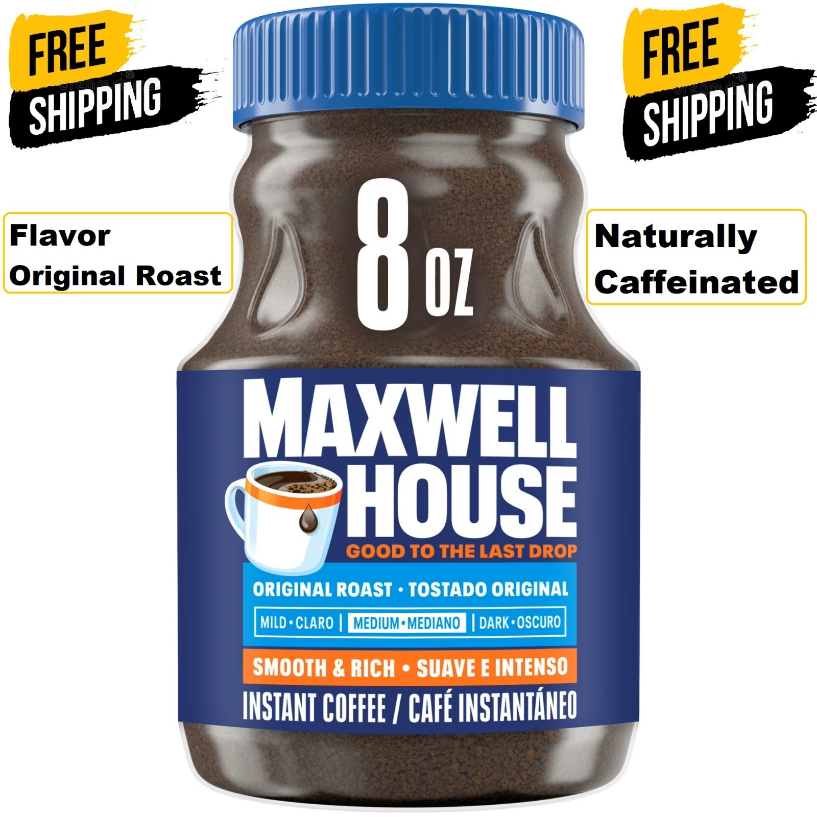 Maxwell House Original Roast Instant Coffee, 8 oz Jar Free & Fast Shipping