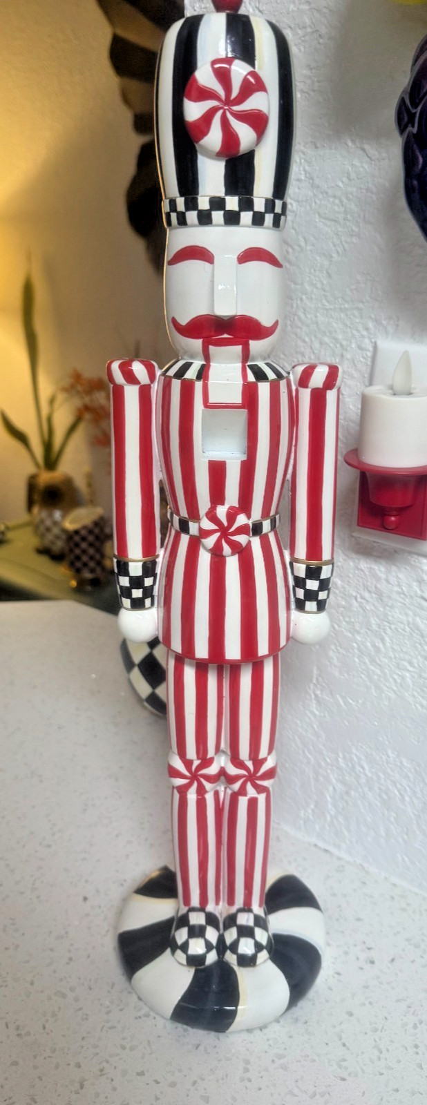 Mackenzie-Childs Checkmate Peppermint Nutcracker – Large 21 Inch