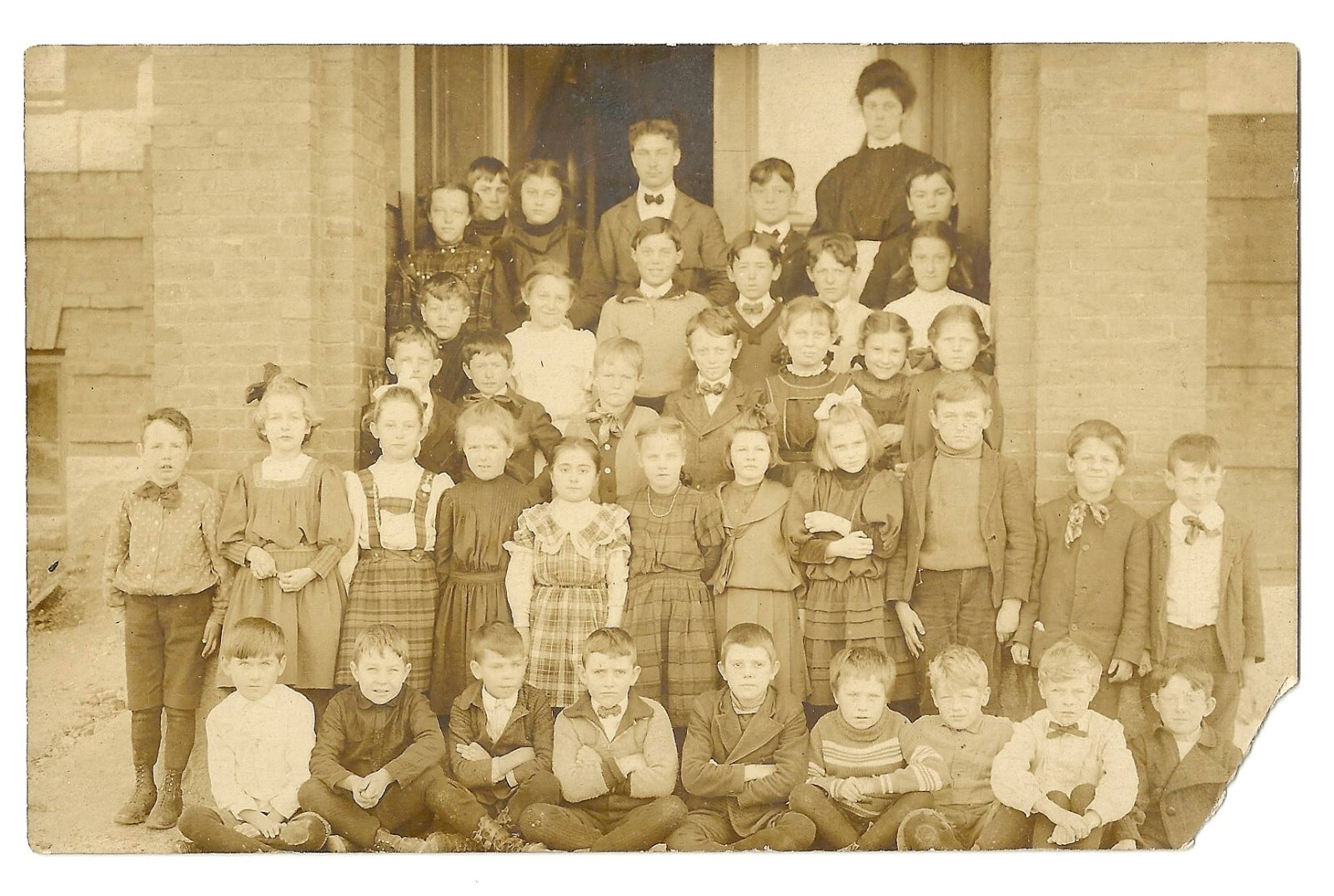 1900 Teachers RPPC Boys Girls Real Photo Postcard Class Room Rascals ATQ School