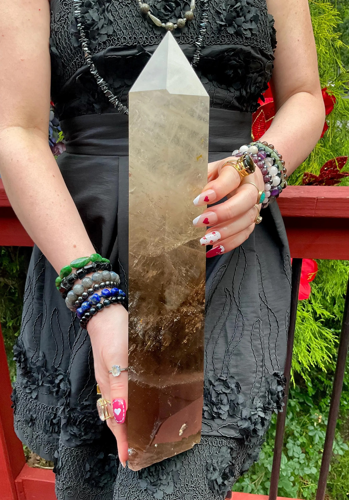 Clear Quartz Crystal Generator ~ Large 11 Lb. 12 oz. ~ 16″ Tall ~ Smokey Inclus