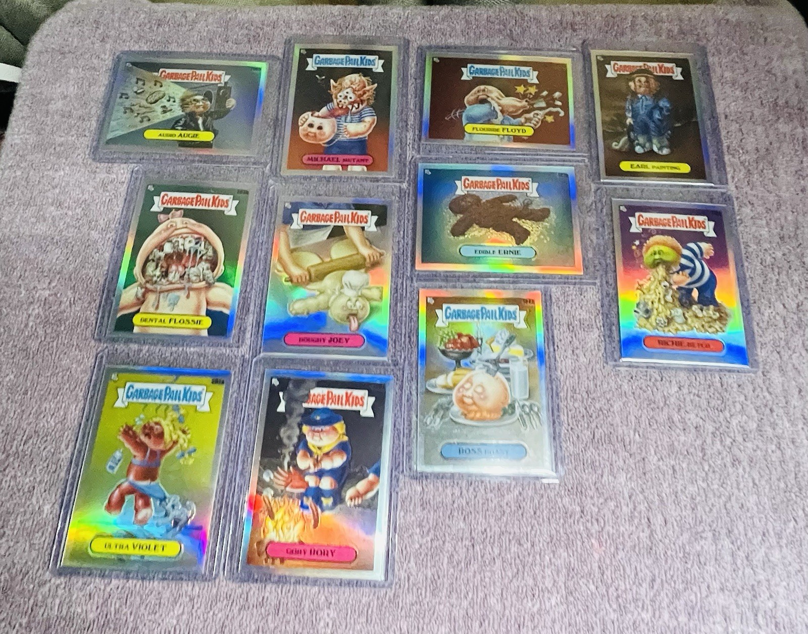 Set/11 Garbage Pail Kids Refractor Cards Silver Prism Boarder Perfect Mint Cond