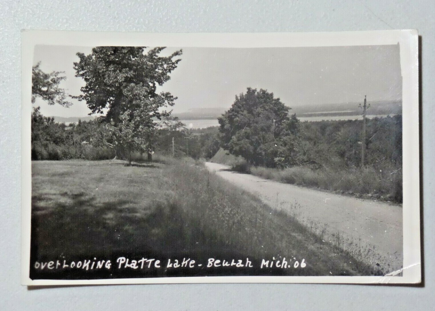 Michigan RPPC Overlooking Platte Lake, Beulah Mich. Real Photo 1940 Post 4014