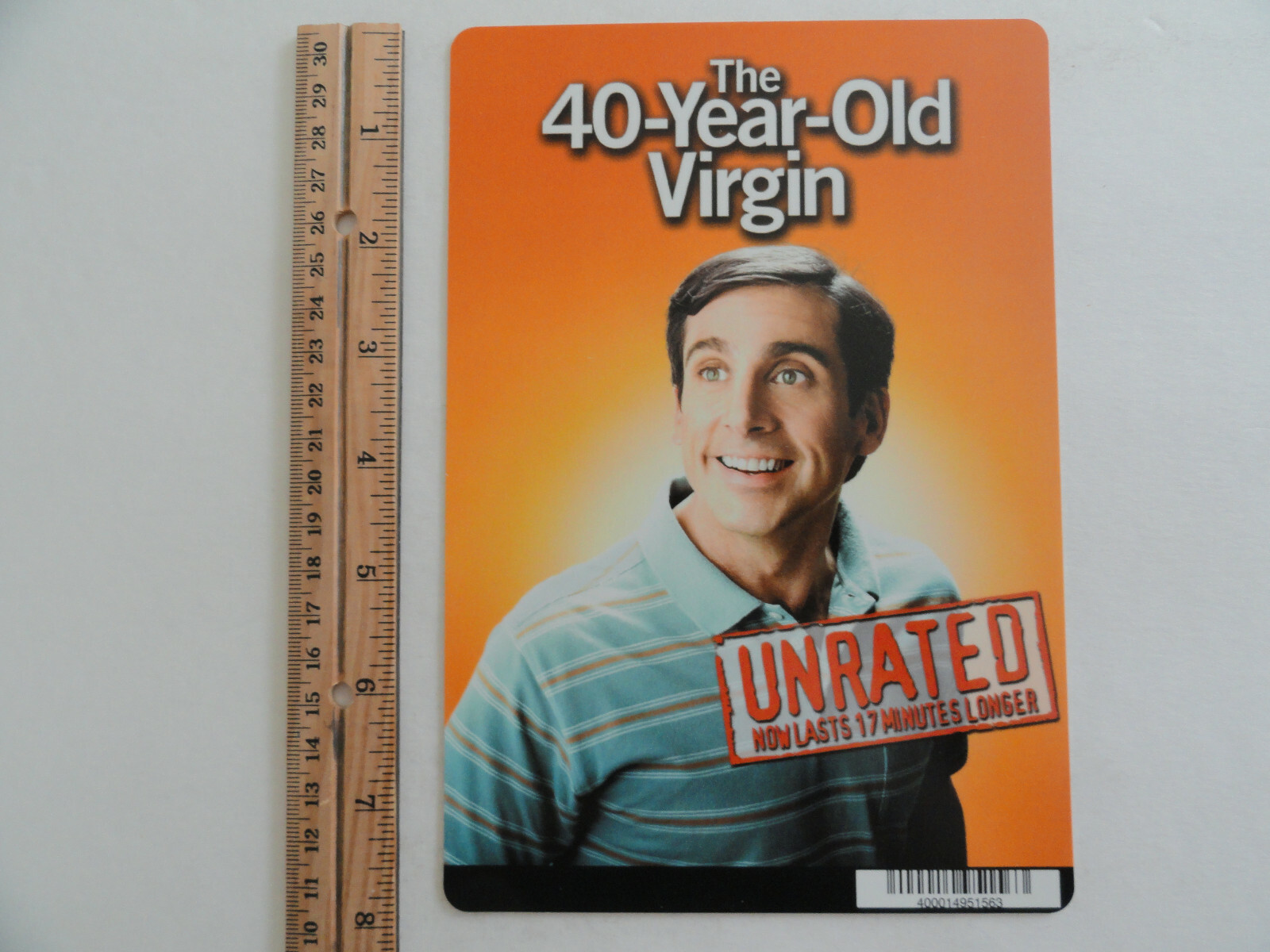 THE 40-YEAR OLD VIRGIN – BLOCKBUSTER VIDEO BACKER CARD 5″X8″ – NO MOVIE