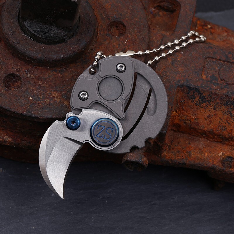 Mini Small Timy Keyring Keychain Titanium Coin Pocket Folding Knife D2 Blade Edc