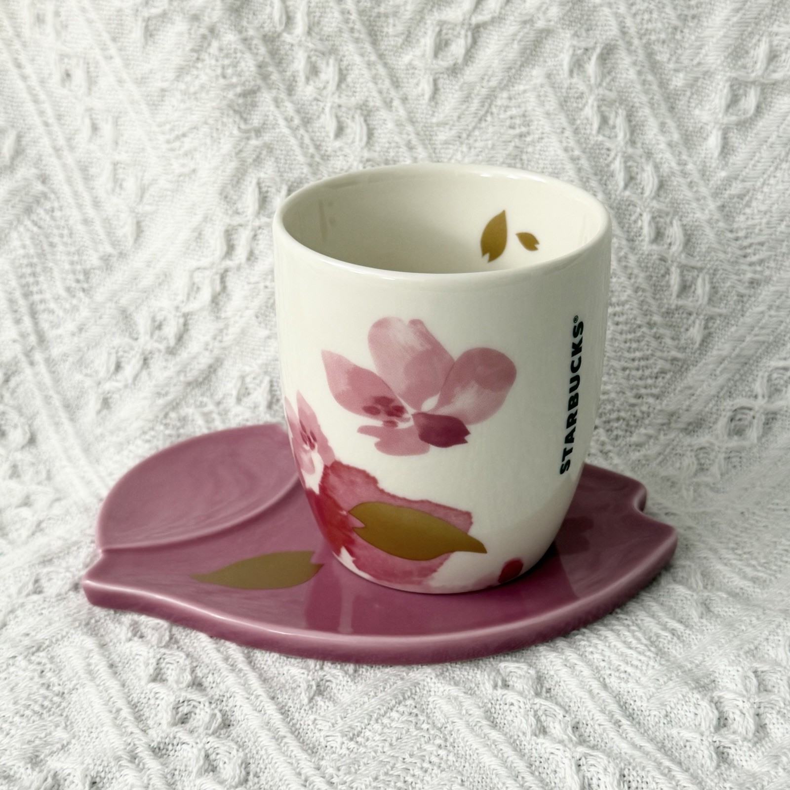 Starbucks Coffee China Pink Sakura Tea Mug & Saucer Plate Set 8 fl oz / 237 ml