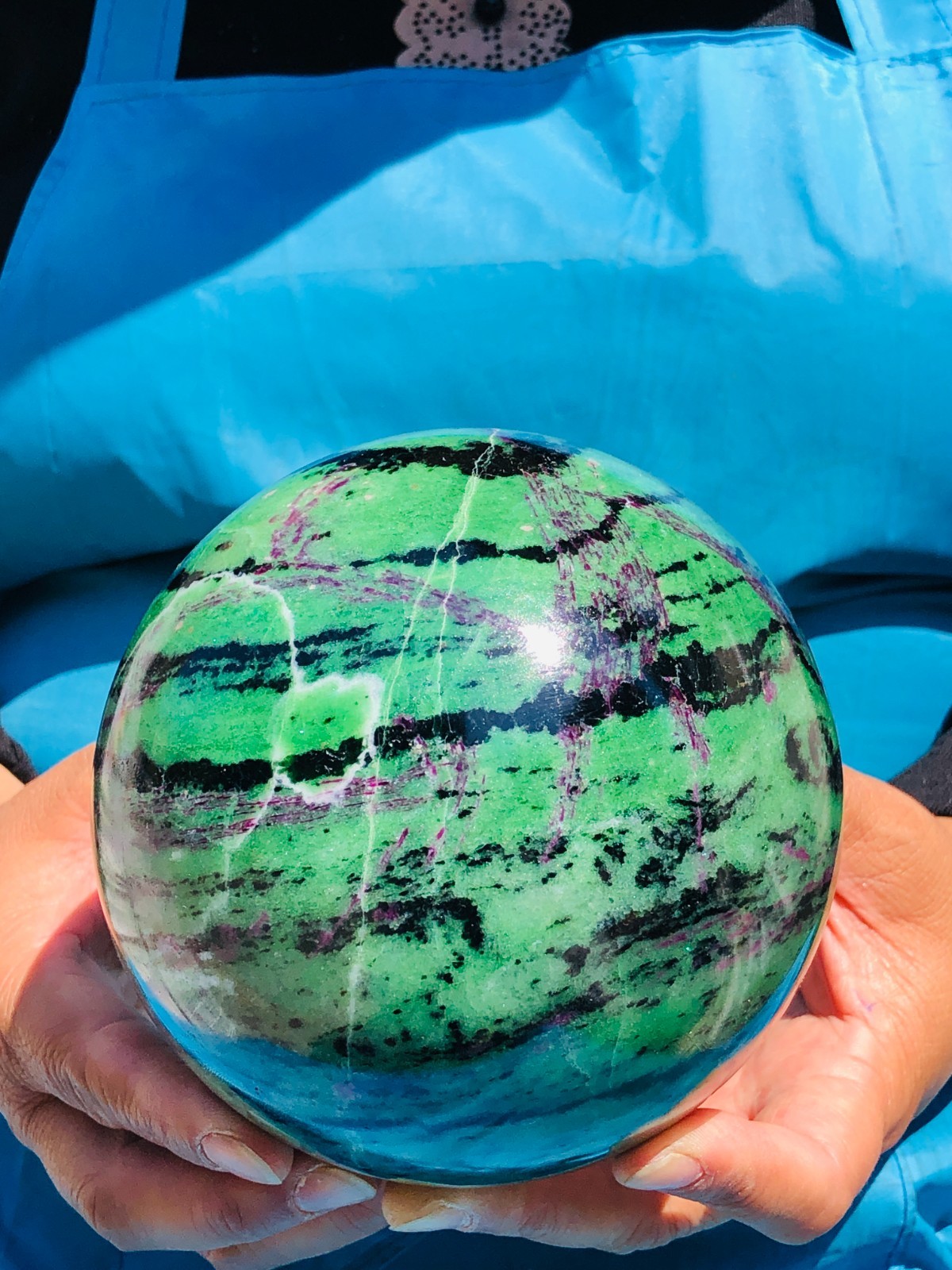 6.46LB Natural green Ruby zoisite (anylite) crystal ball sample Healing