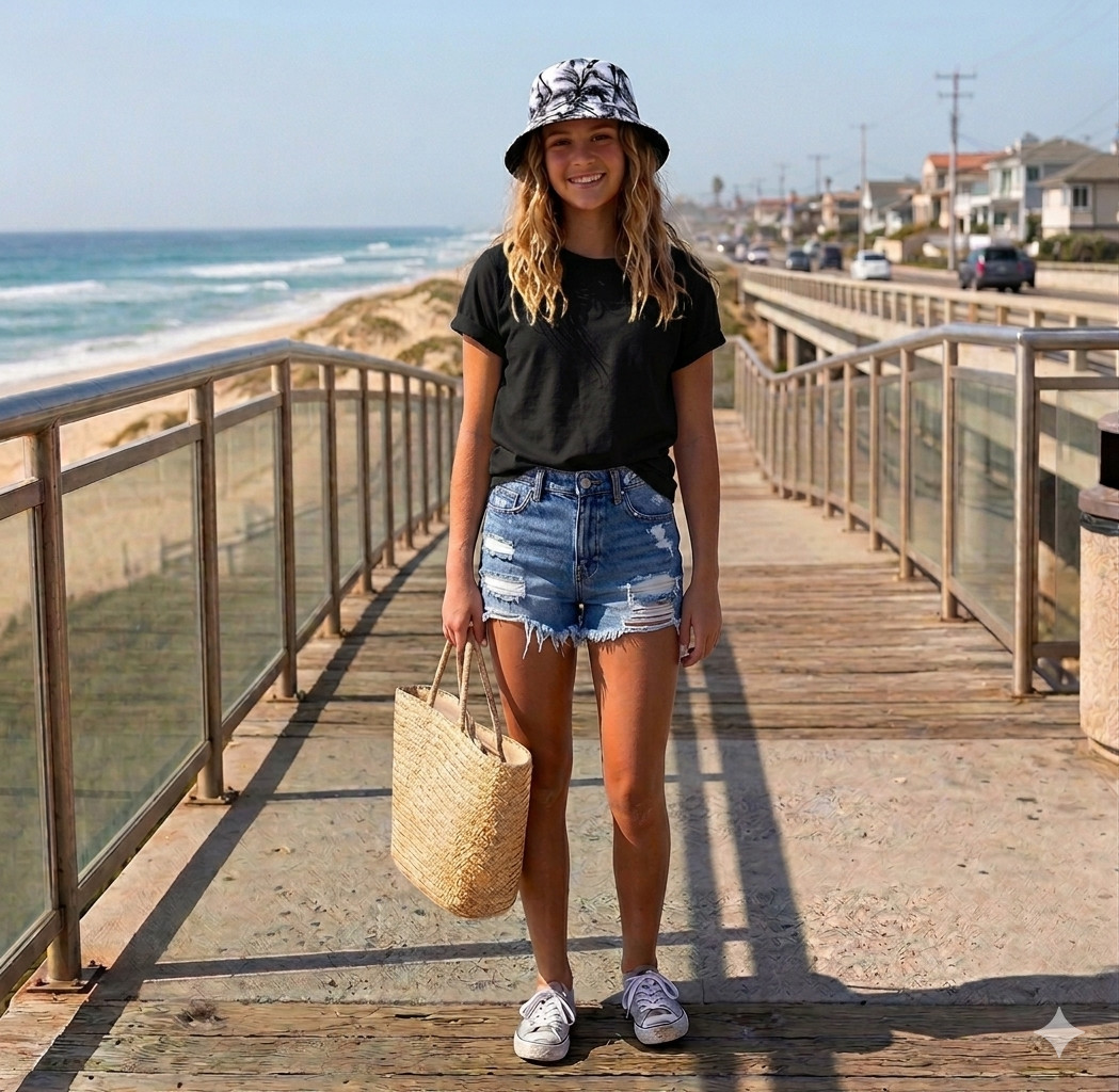 Soft Oversized Tee + Bucket Hat Combo Cute Casual Outfit for Her