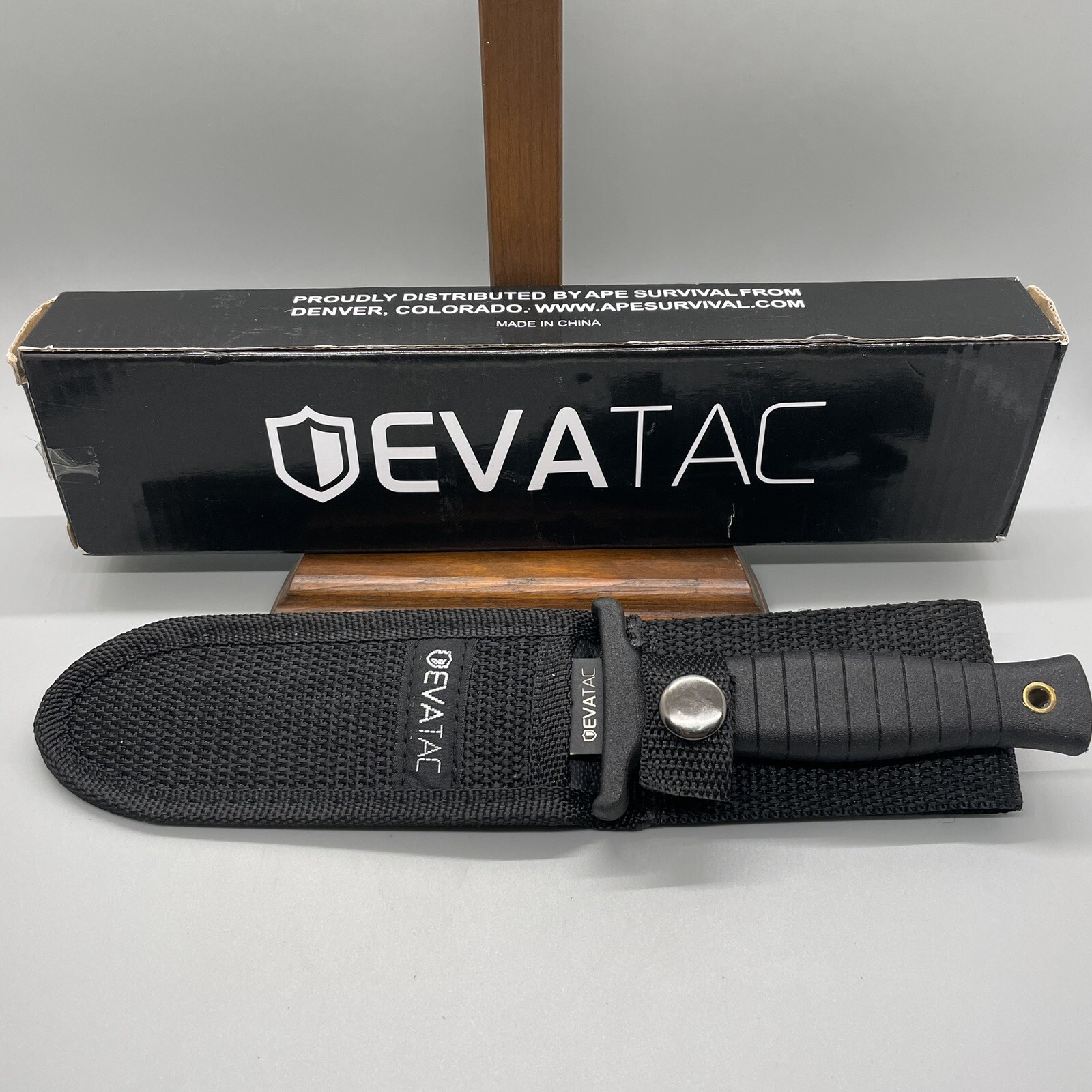EVATAC, Black Collectable Fixed Blade Knife, Total Length 9 inches, Blade 4.5 in