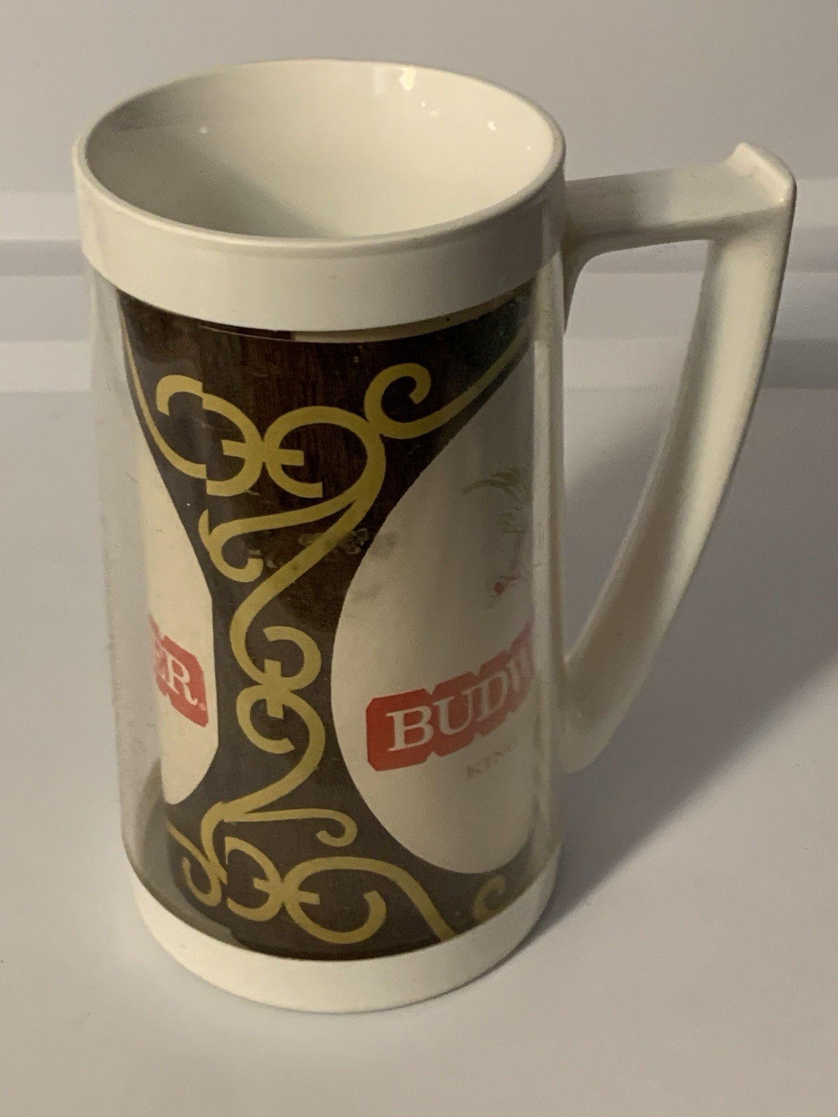 Two Vtg 1970s BUDWEISER Thermo Serv West Bend Insulated Plastic Beer Mug USA