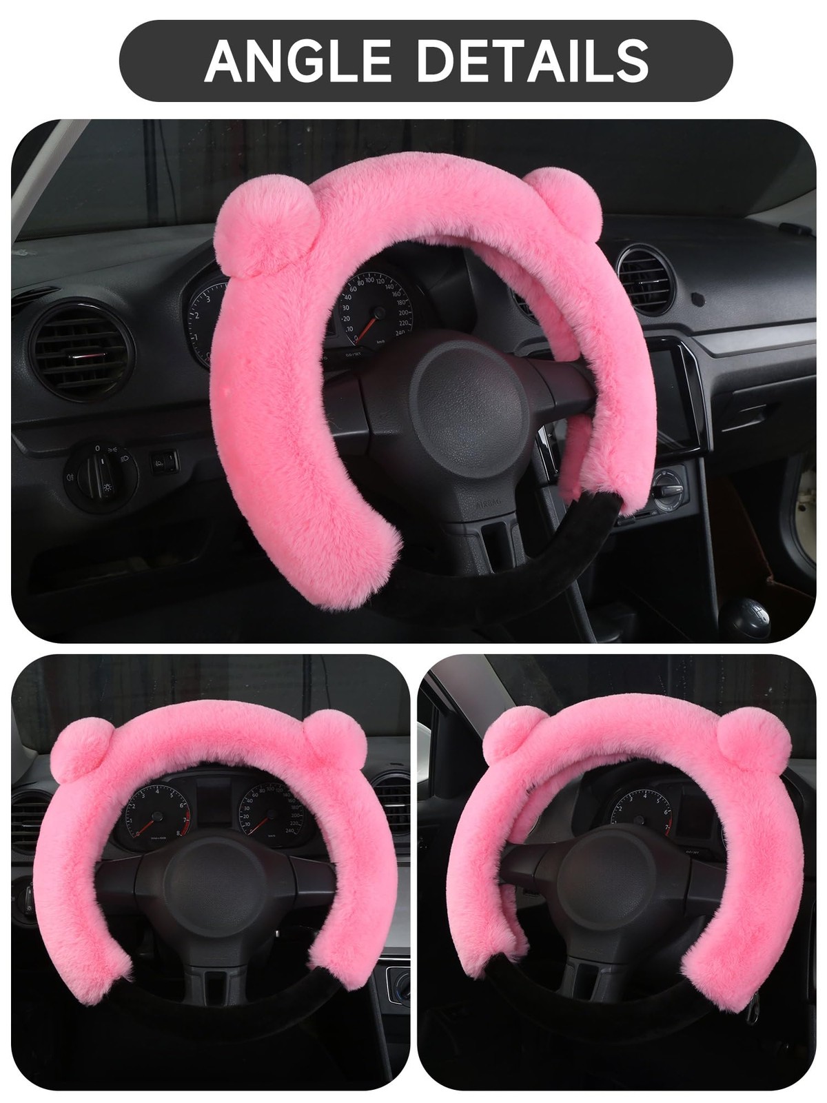 Universal Fluffy Steering Wheel Cover Fashion Cute Cartoon Shape Winter Car W…