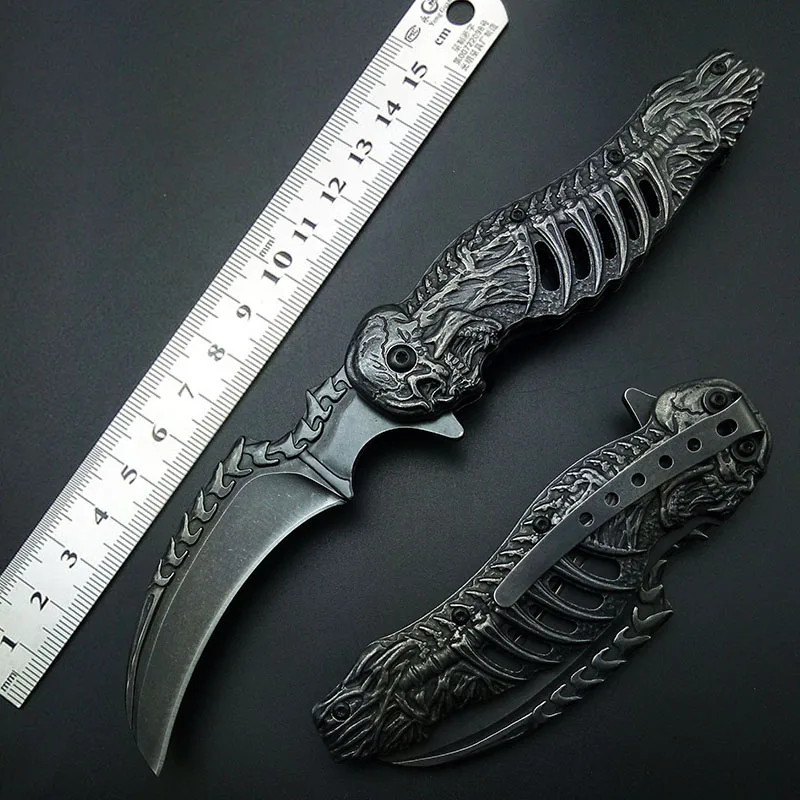 Skeleton Pocket Knife Spring Assisted Grim Reaper Design 8″ Open Folding Knife
