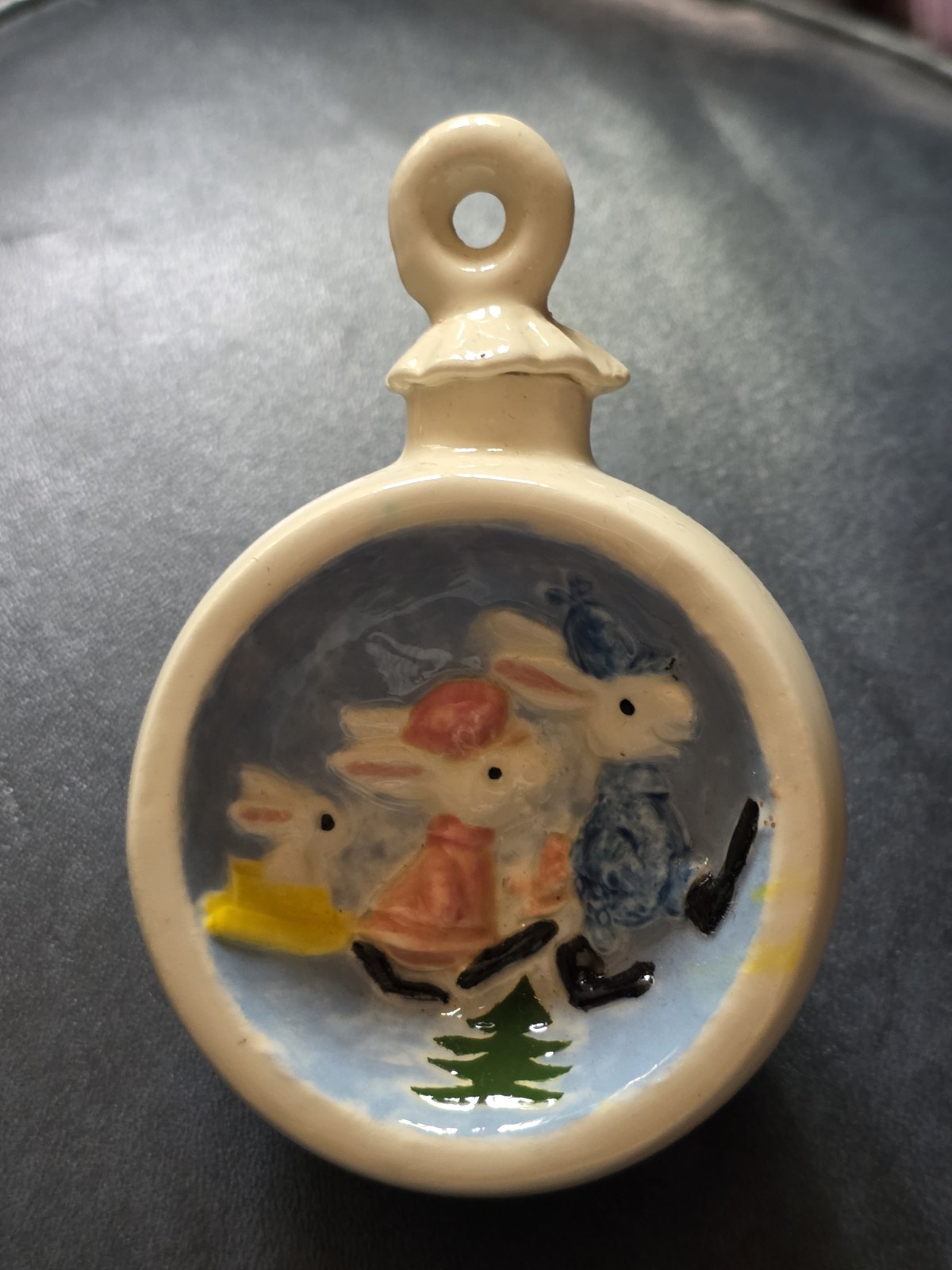 Vintage Rabbit Bunny Byron Molds Ceramic Diorama CHRISTMAS Easter ornament
