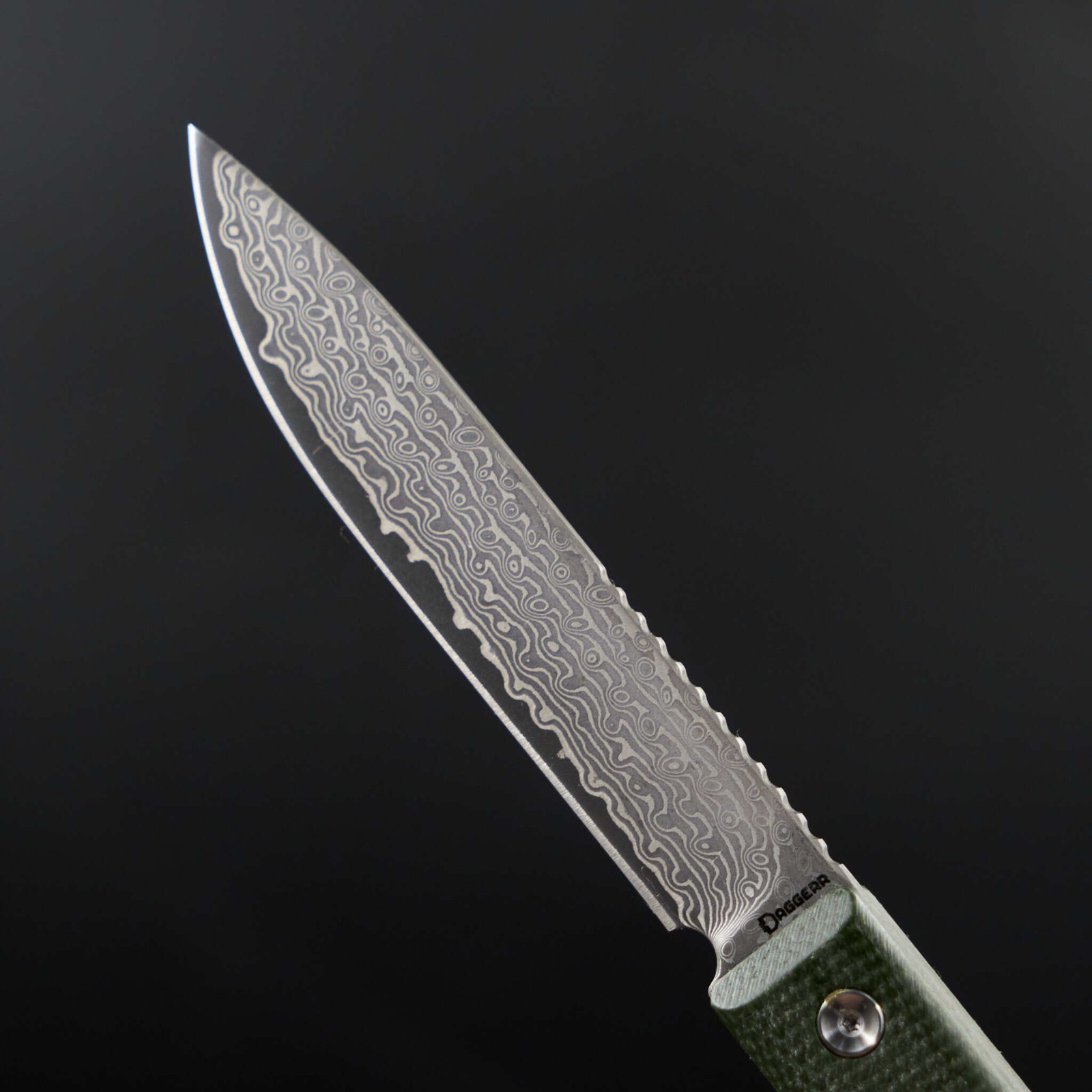 Daggerr Knives Ataman Fixed Knife 3.5″ Damascus Steel Blade Green Micarta Handle