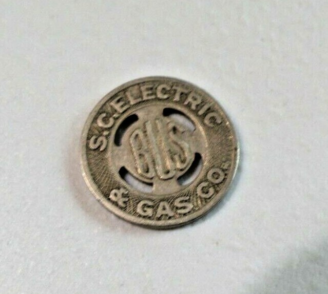 Vintage S. C. Electric & Gas Co. Transportation Fare Token Approx. 5/8″ 7027