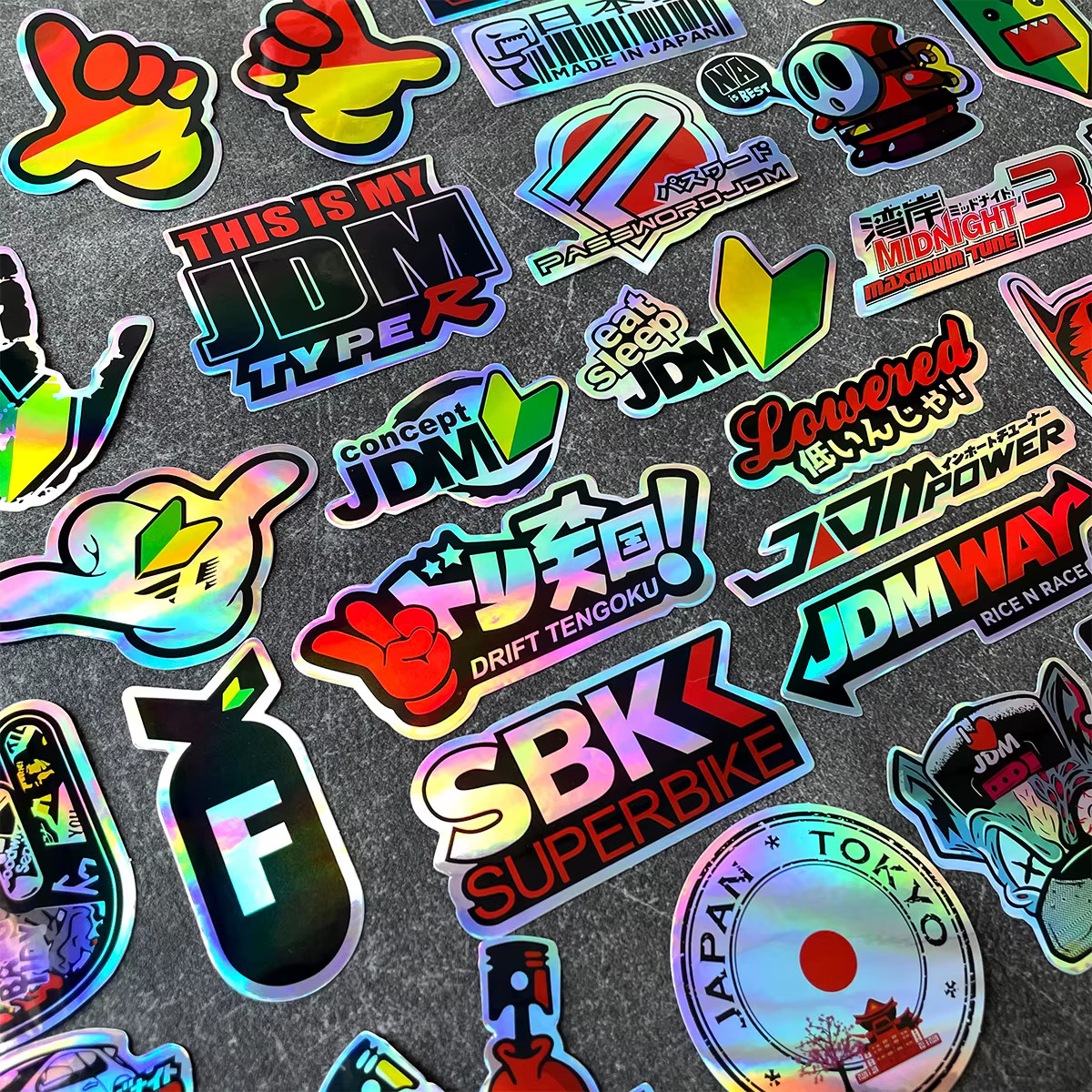 Racing Decal Stickers 39 Pack Set Motorcycle Japan JDM Laser Holographic – US