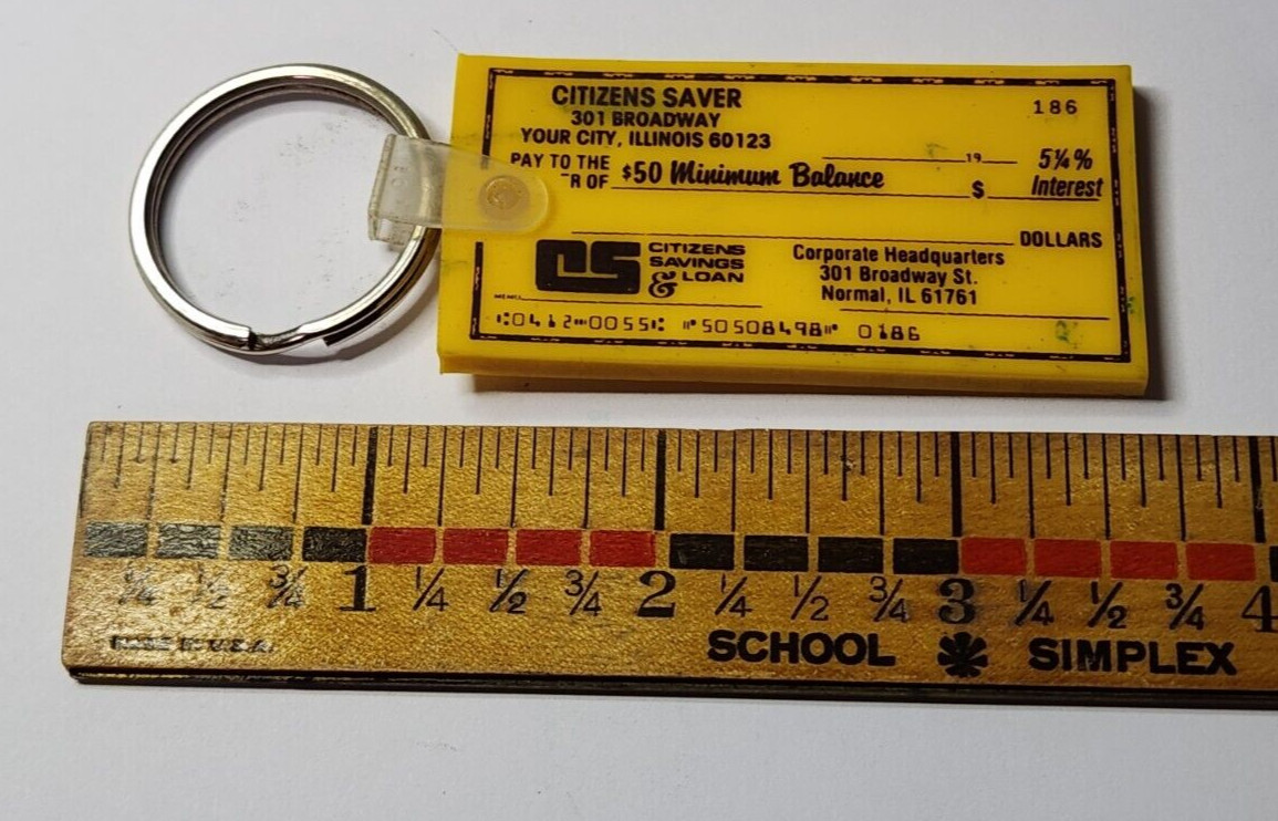 Vintage Key Ring Normal Illinois Citizens Savings 5 1/4% Interest Advertising
