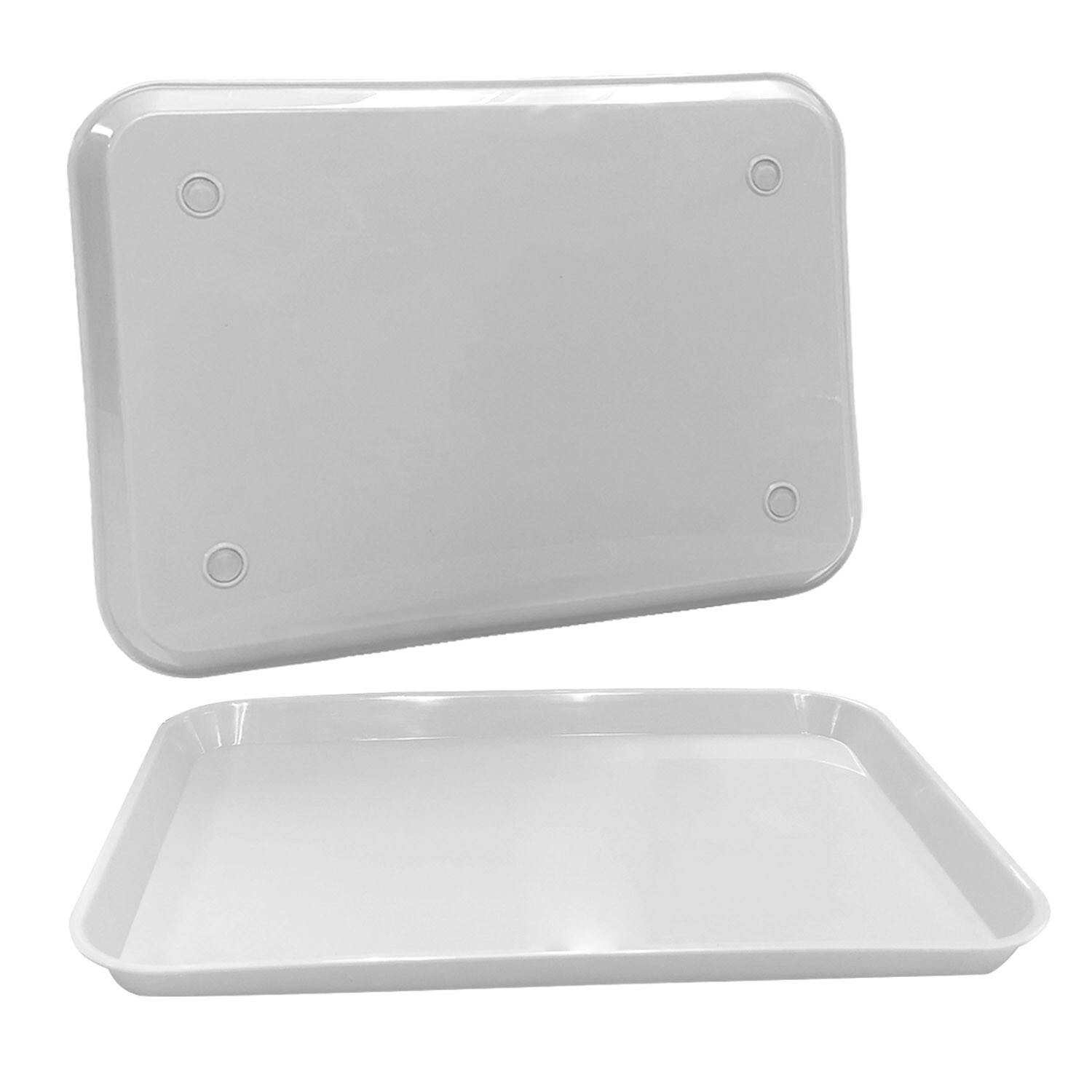 Plastic Eating Food Serving Tray for Cafeteria Lunch Kids 13.25″ x 9.75″, White