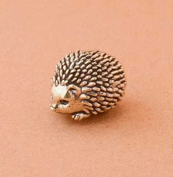 Brass Copper Hedgehog Animal Figurine Mini Statue Table Home Decoration Toy