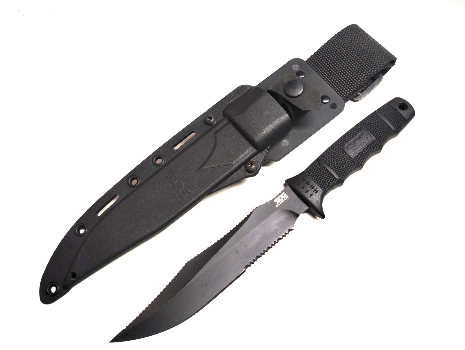Unused SOG Seal Team Elite Heavy-Duty Tactical Knife w/Scabbard : 7″ Blade