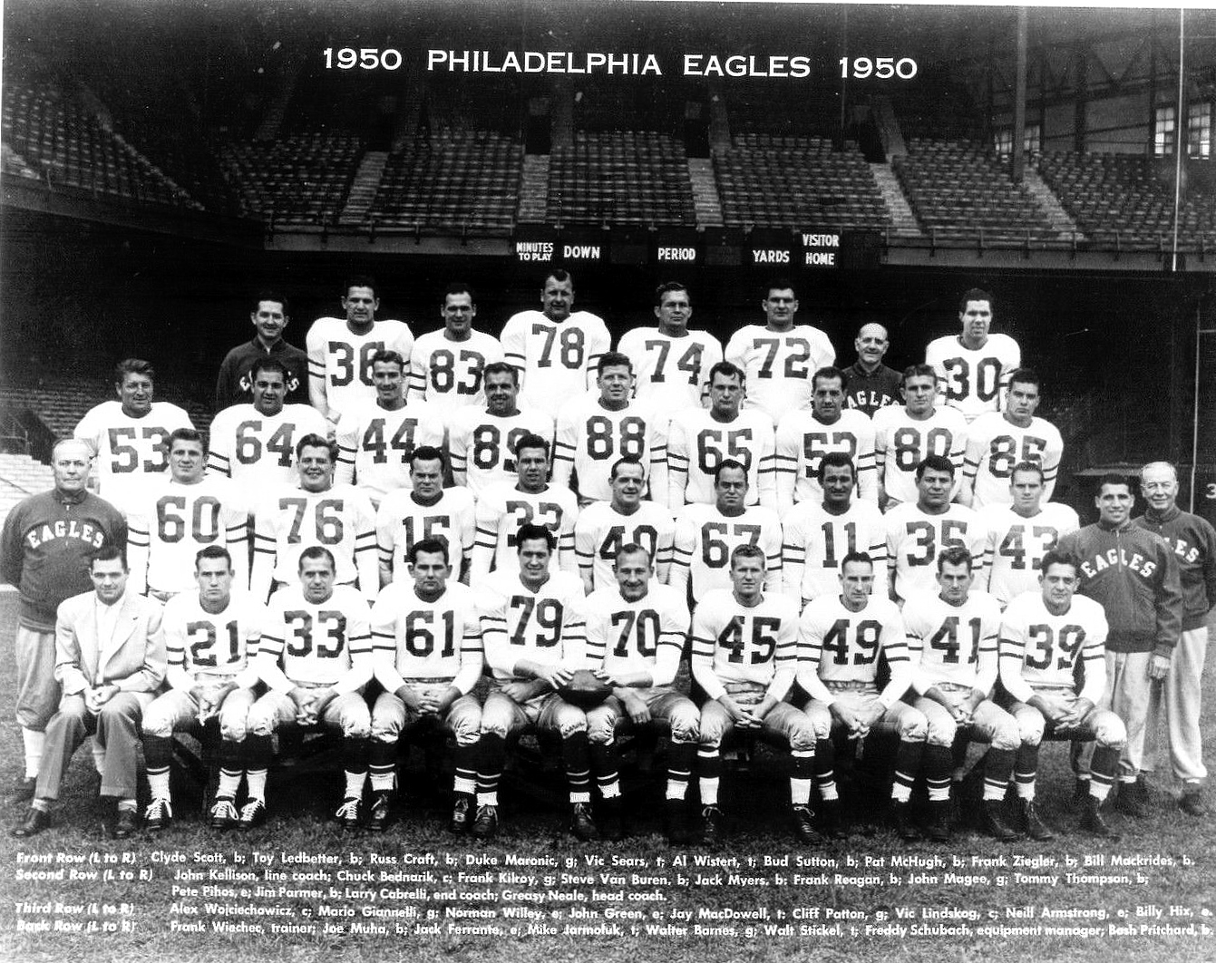 1950 PHILADELPHIA EAGLES TEAM PHOTO NICE PIECE OF FOOTBALL HISTORY 8×10