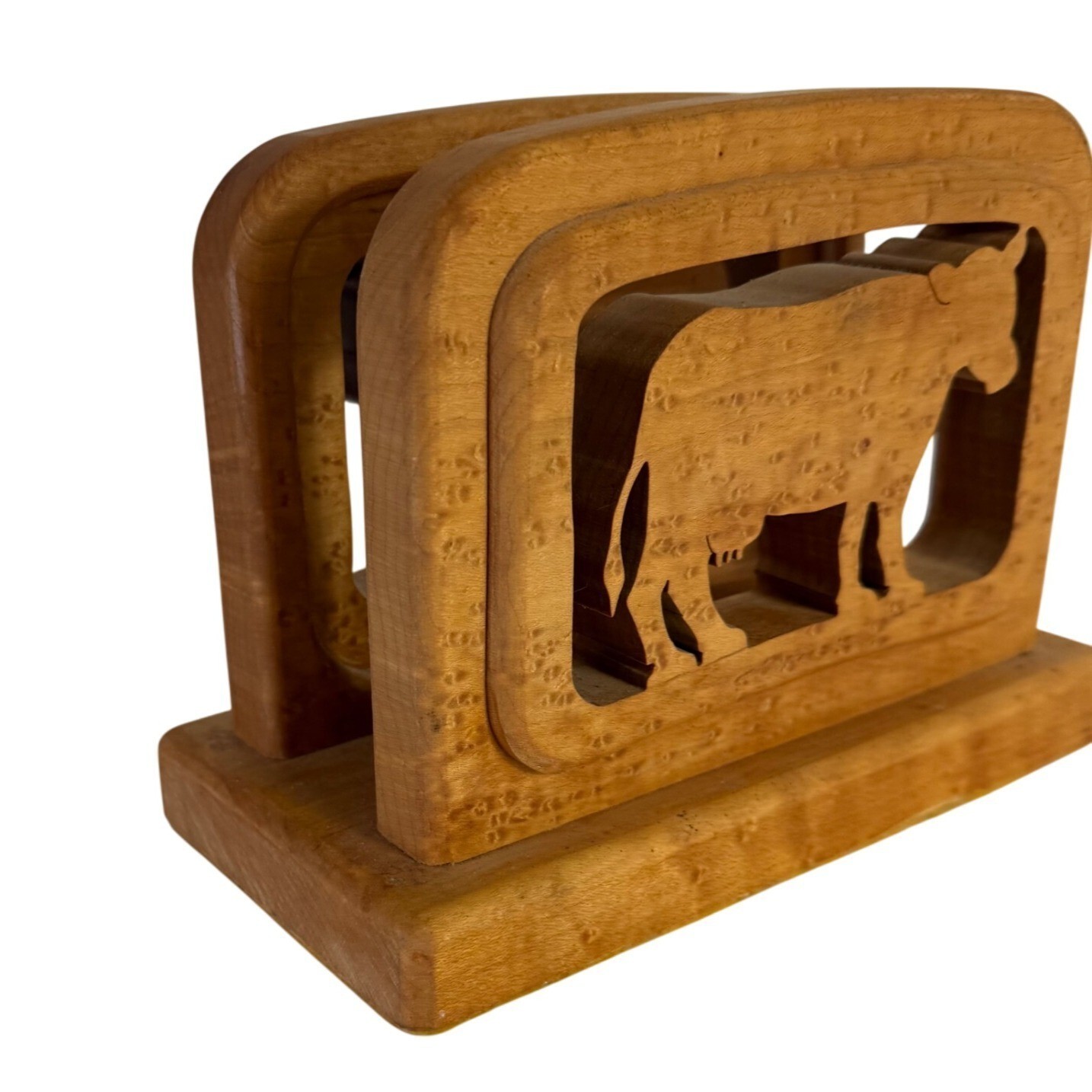 Wooden Cow Napkin Holder Rustic Kitchen Décor Heavy Farm Country Core Rural Life