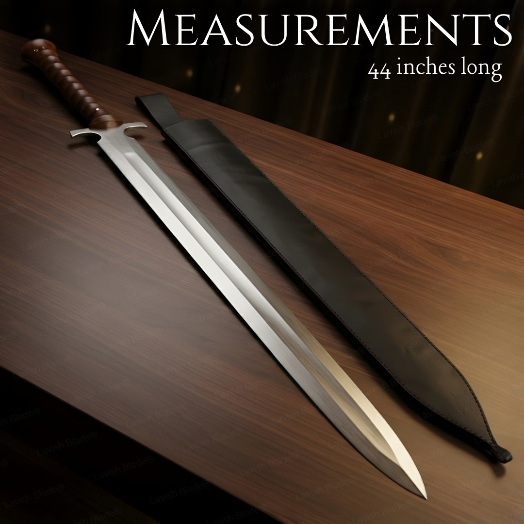 Handmade Celtic Leaf Sword Replica | Carbon Steel Fantasy Collectible and Sheath