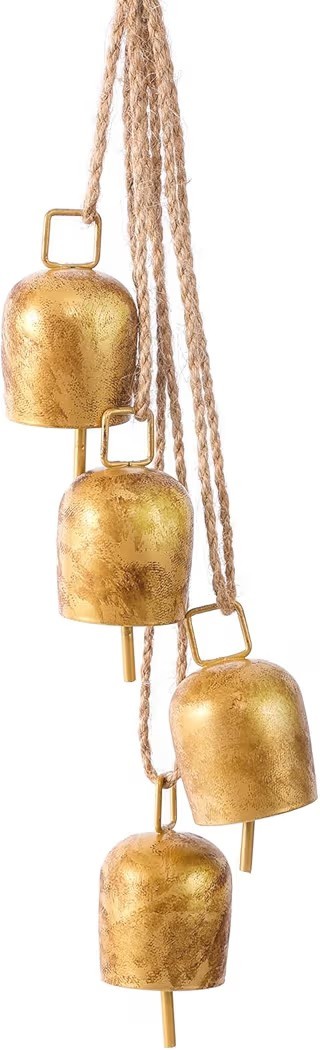 Gold Bells with Hanging Rope, Decorative Metal Cow Bells for…