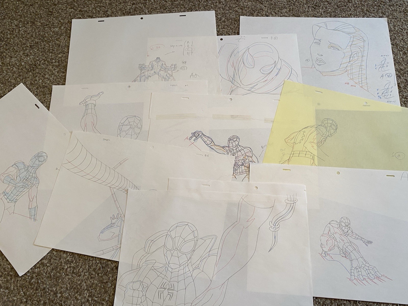 10 Marvel Animation Production Drawings Ultimate Spider-Man TV Series Lot 3