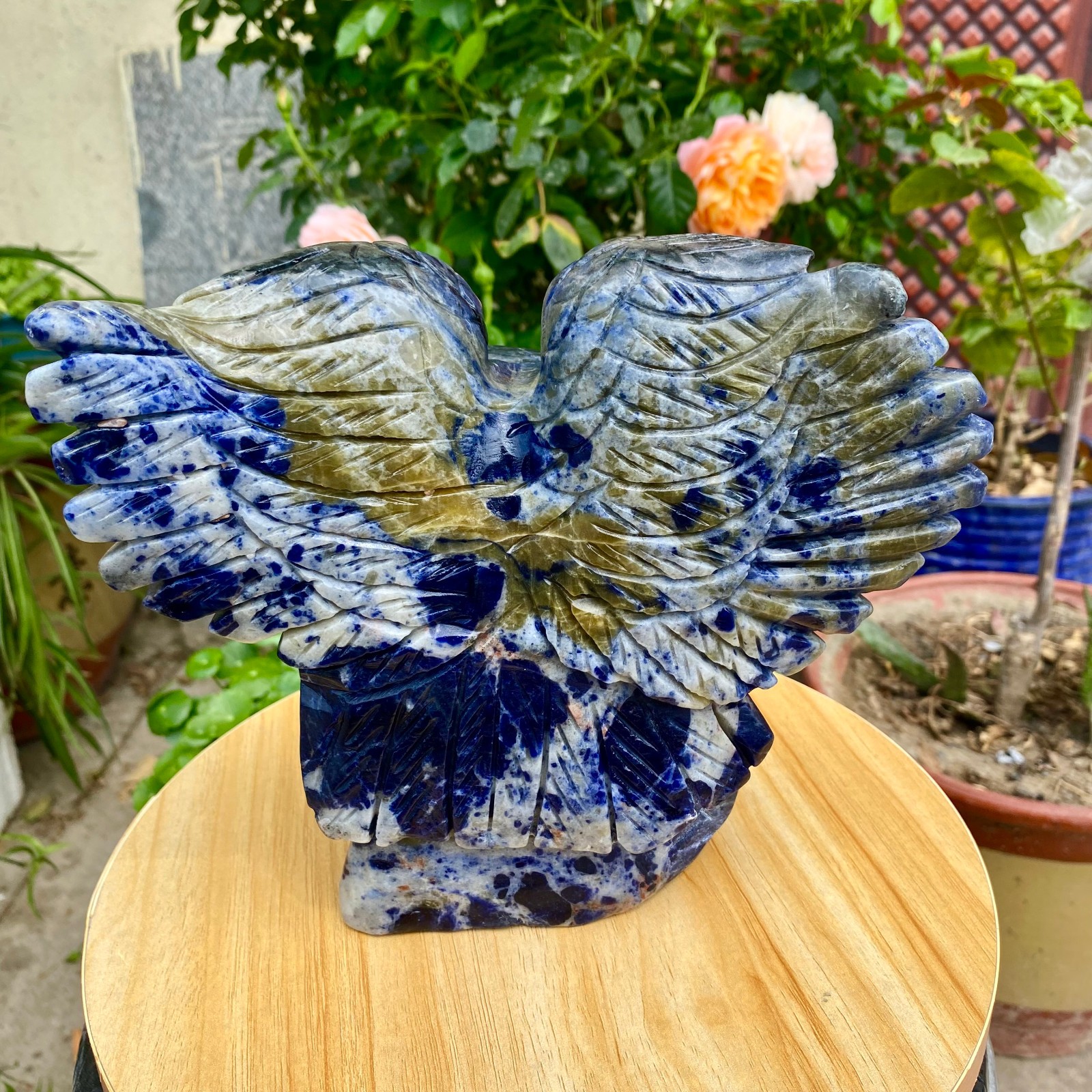 4.9LB Hand Carved Blue Agate Eagle Natural Crystal Animal Sculpture