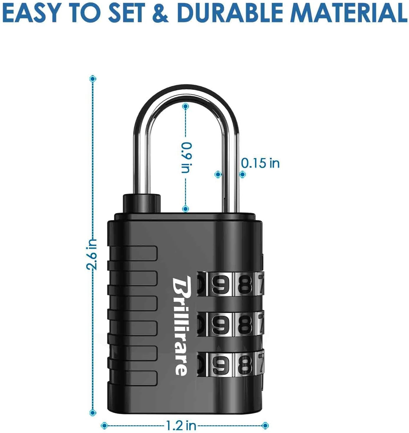 8 Pack Combination Lock, 3-Digit Waterproof Keyless Padlock, Zinc Alloy Outdoor