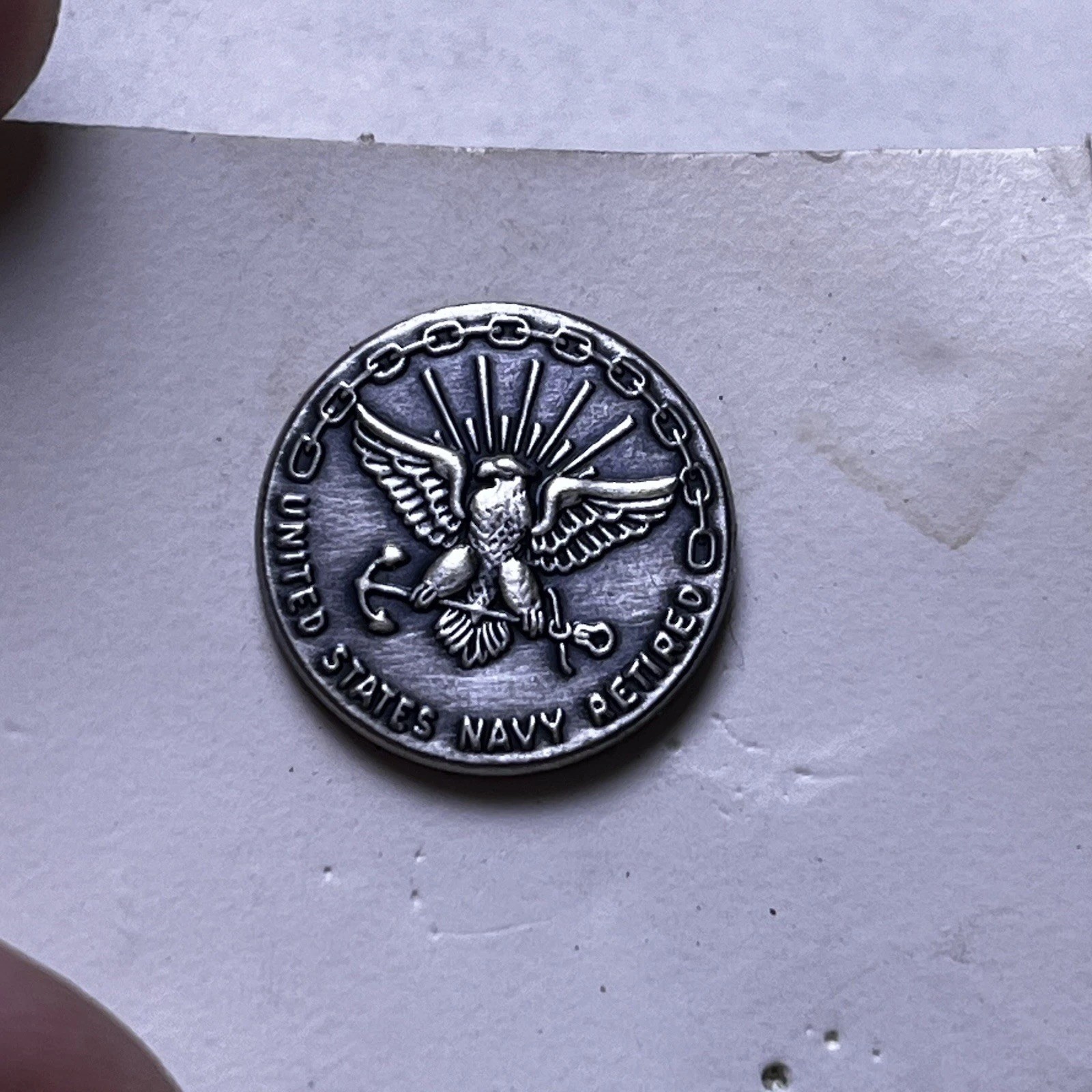 Vintage United States Navy Retired Label Button Reward Pin – 1/20 Silver Filled
