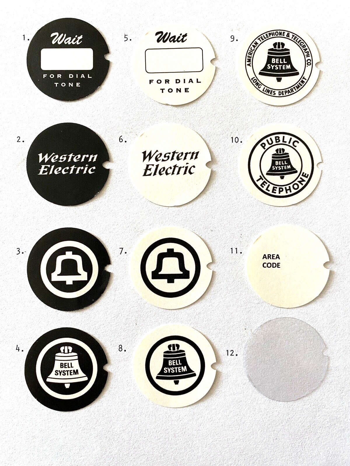DIAL CARD Insert for Rotary Telephone – 1.5” card stock – choose from 12 Styles!