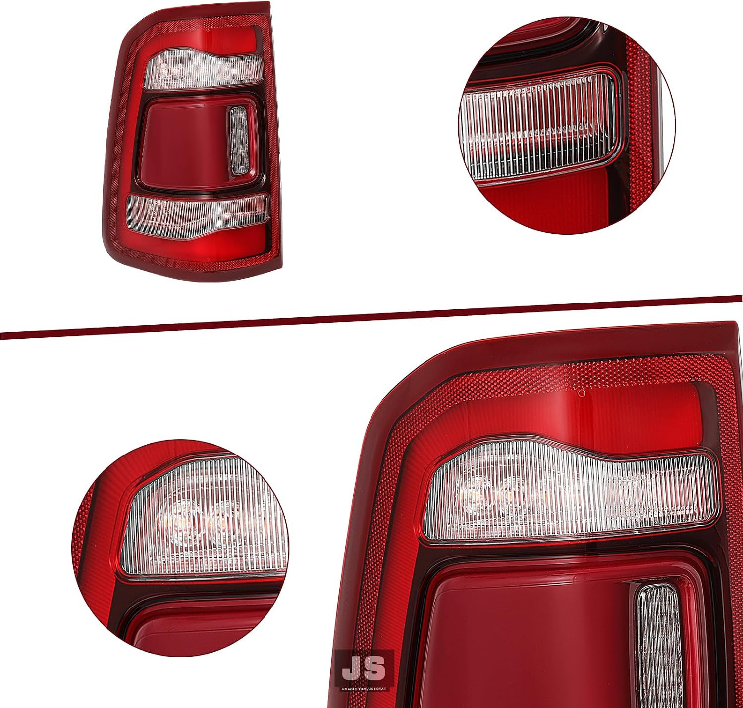 LED Tail Light Assembly Compatible with 2019-2024 Dodge Ram 1500 without Blind S