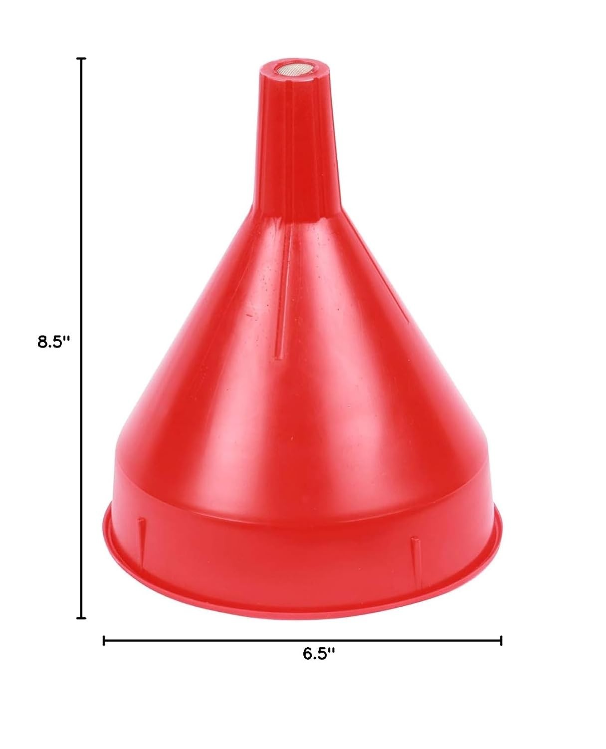 Red Polyethylene Funnel with Strainer for Oil, Fuel & Grease – 2 Quart