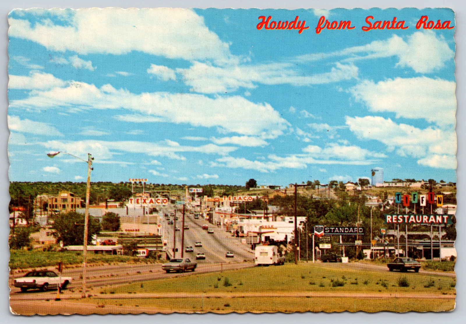 Postcard Howdy from Santa Rosa New Mexico Bird’s Eye View Route 66
