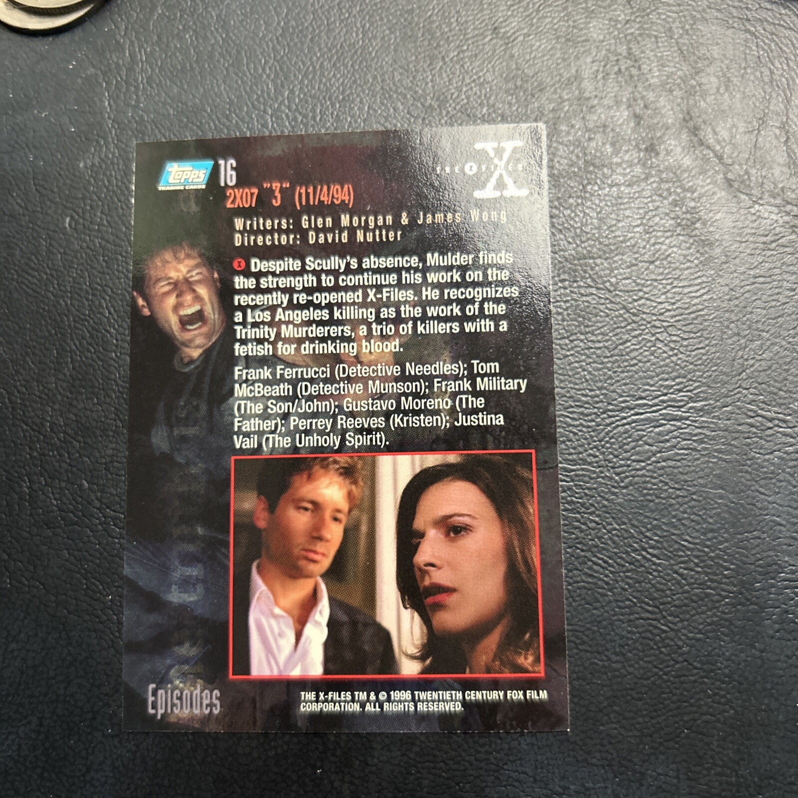 Jb24 The X-Files Season 2 Two Topps #16 Justina Vail 3 Mulder Episode