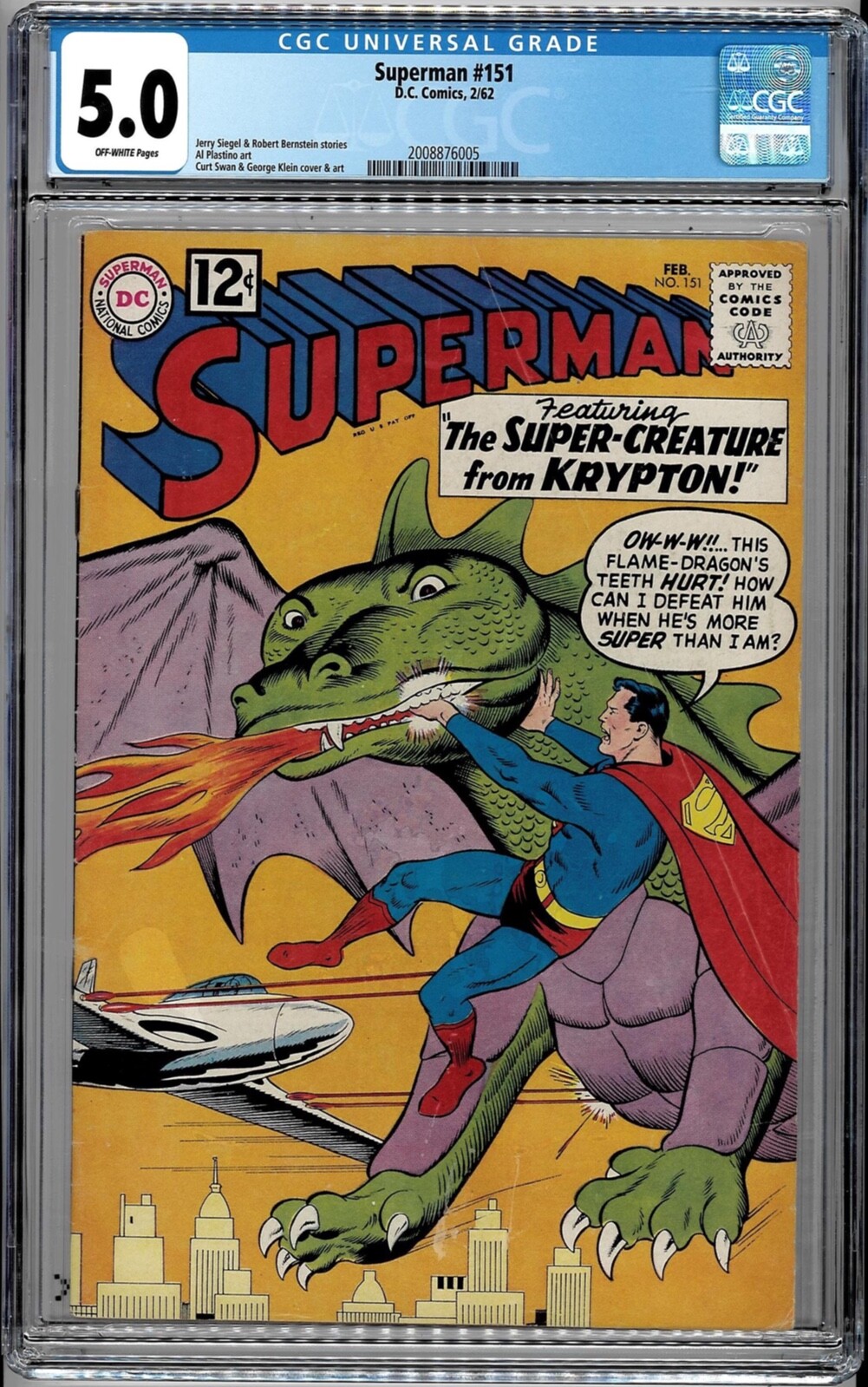 Superman #151 (DC Comics February 1962) CGC 5.0 Very Good/Fine
