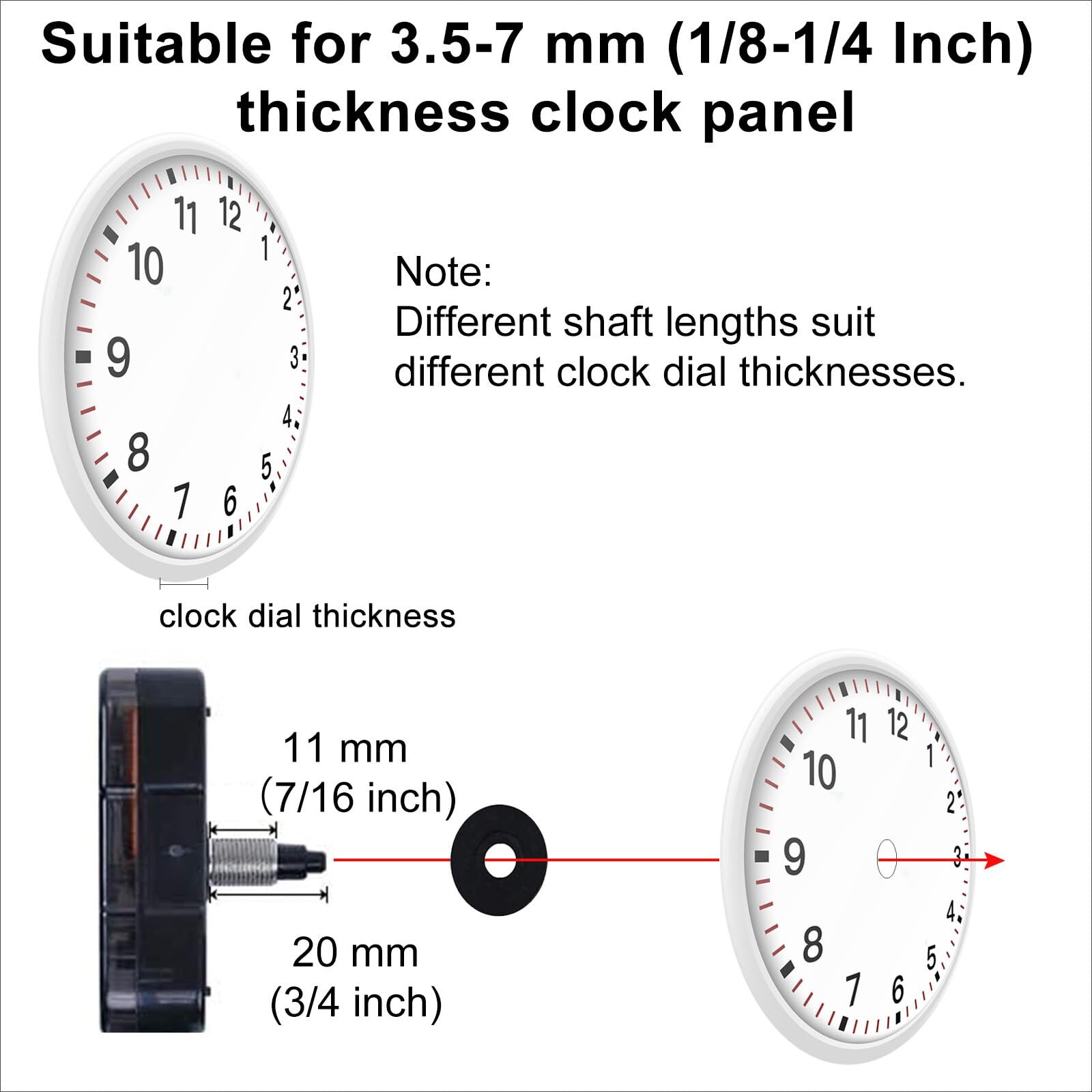 Silent Sweep Clock Movement Kit Includes Mechanism and 3 Styles of Hands