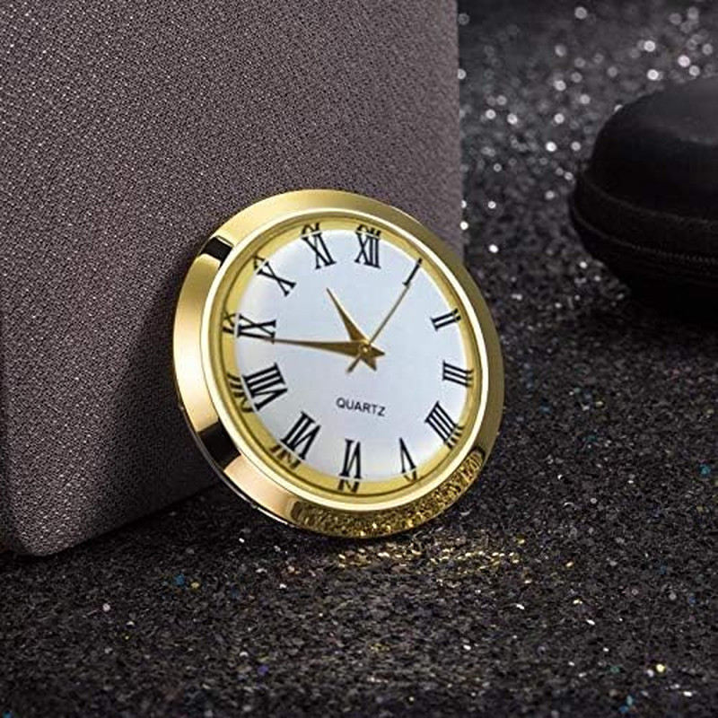 Mini Clock Insert 1-1/2 Inch (37 mm) Round Quartz Movement Miniature Clock White