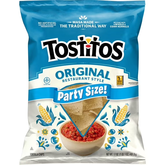 Tostitos Restaurant Style Original Tortilla Chips – 17 oz Party Size Bag