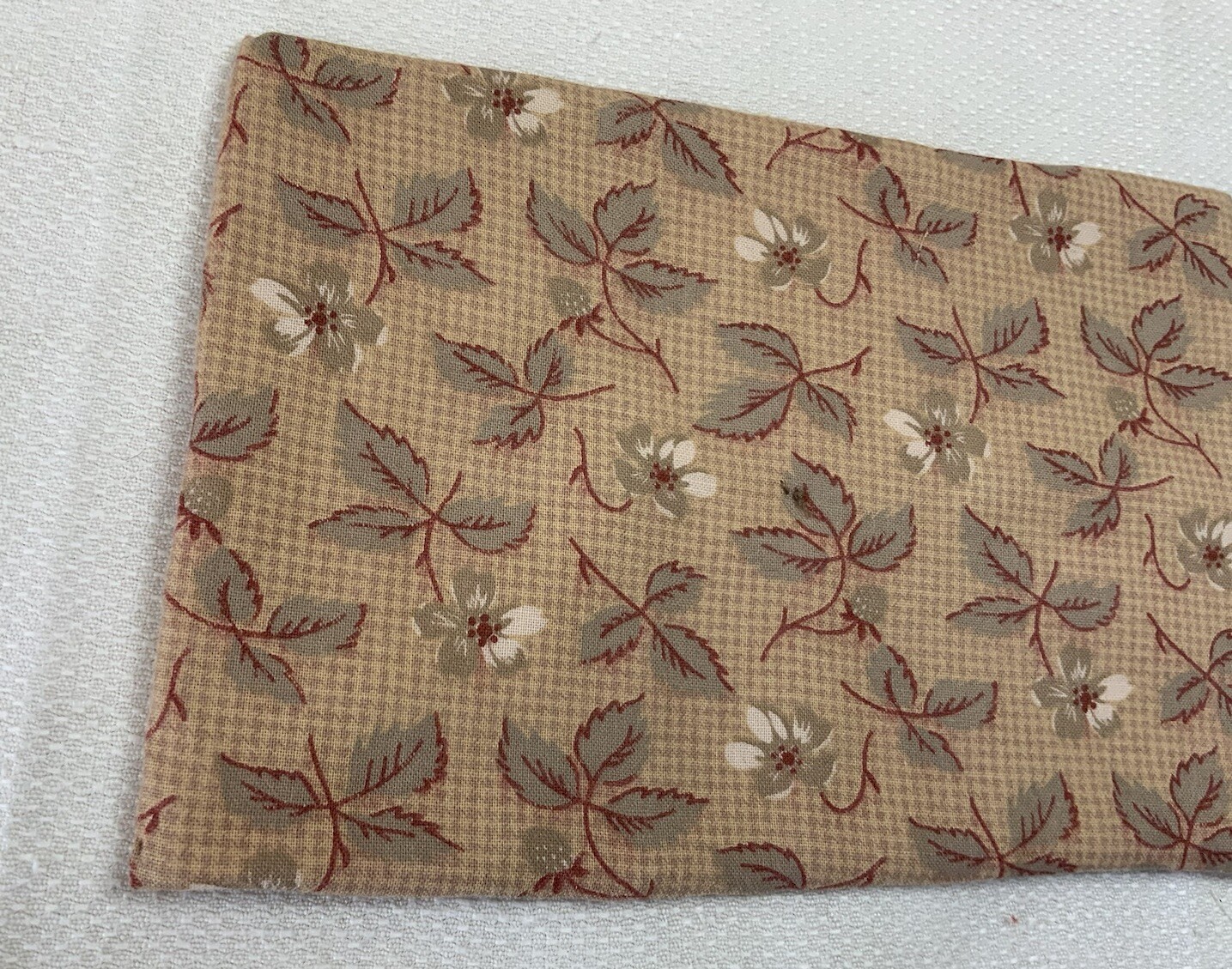 Vintage Antique Patchwork Quilt Table Topper, Four Patch, Early Calicos, Brown