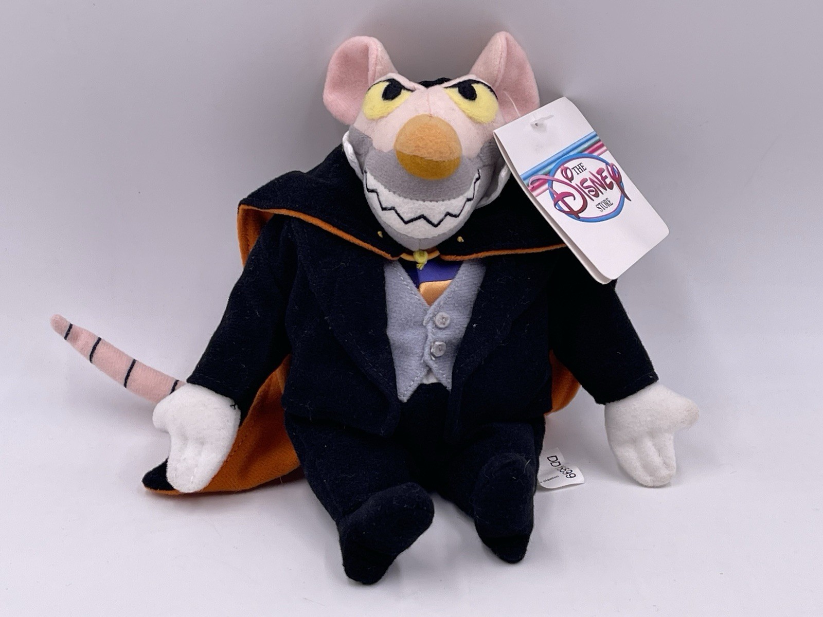Disney The Great Mouse Detective Ratigan Bean Bag Plush 8 Inches Tall W/ Tag Vtg